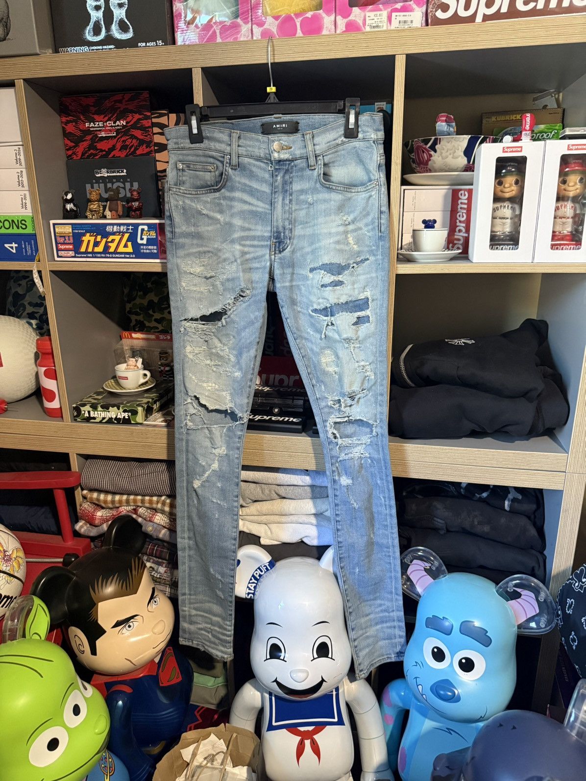 Amiri Amiri Distressed Lightwash Skinny Denim Size US 34 / EU 50 - 1 Thumbnail