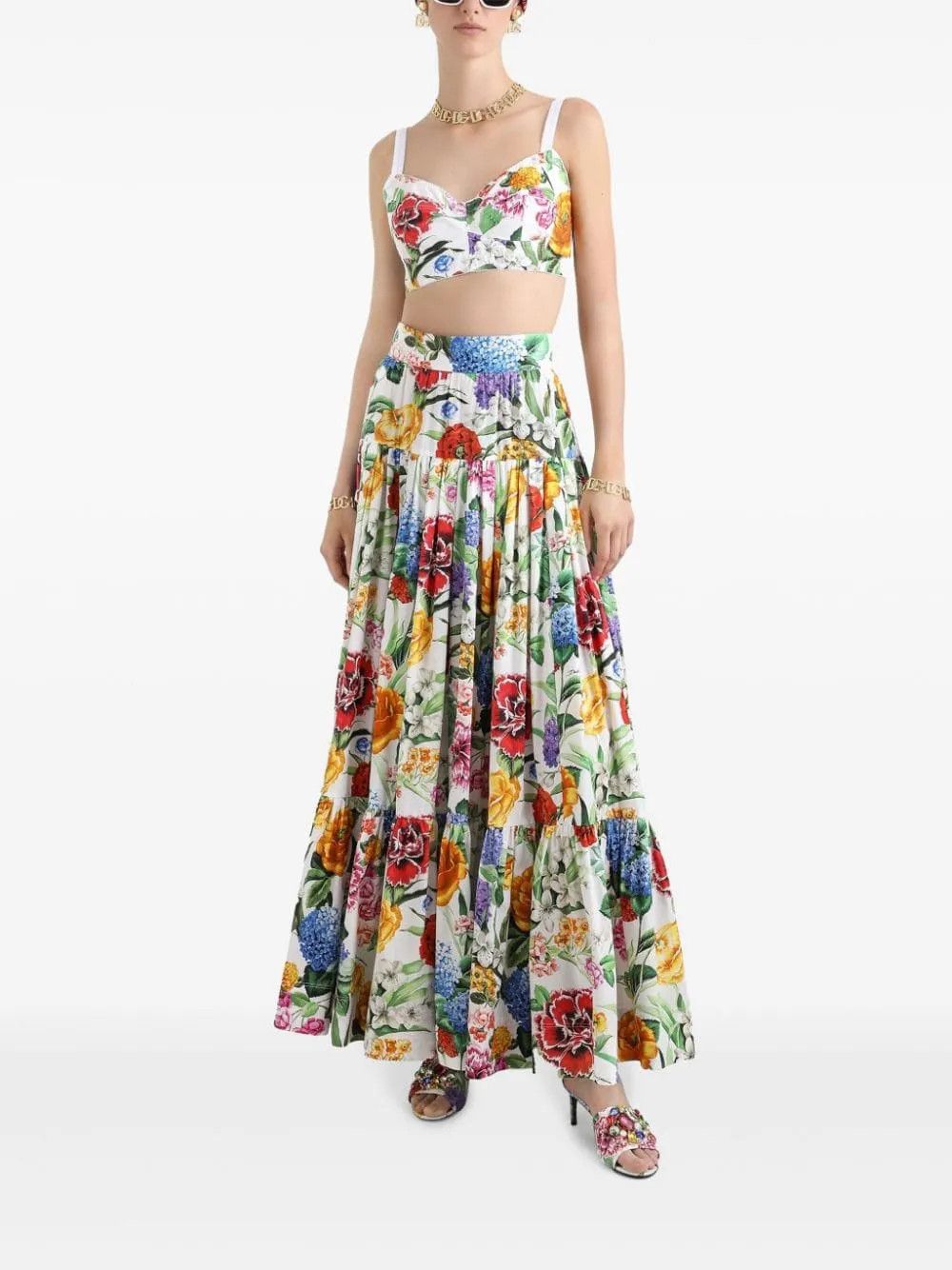Dolce & Gabbana o1s22i1n0225 Floral Long Skirt in Multicolor Size 28" / US 6 / IT 42 - 2 Thumbnail