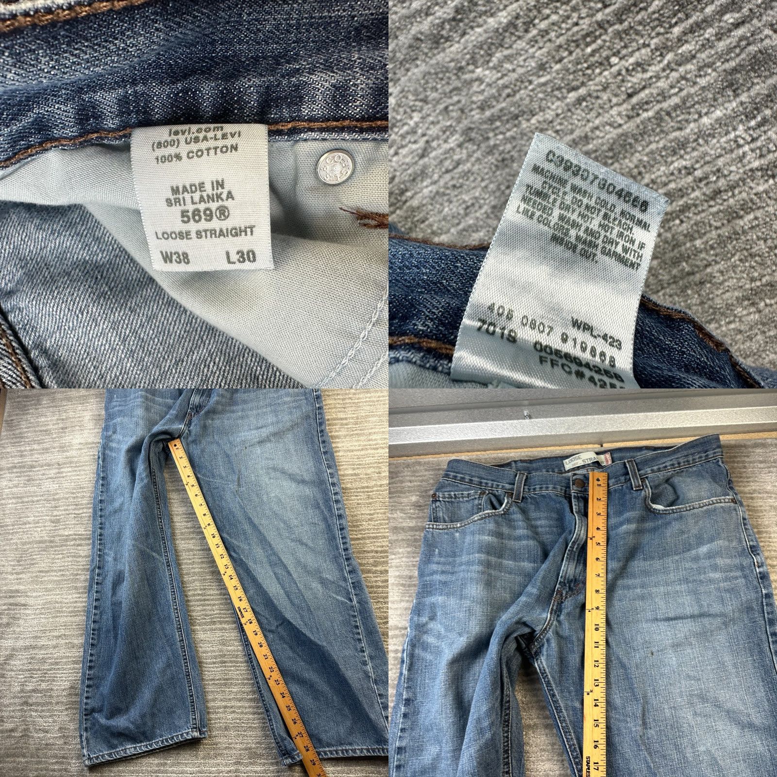 Levi's VINTAGE Levis Jeans 569 Straight 38x30 Mens Blue Denim 5-Pocket Relaxed Regular 2007 Y2K Size US 38 / EU 54 - 8 Thumbnail
