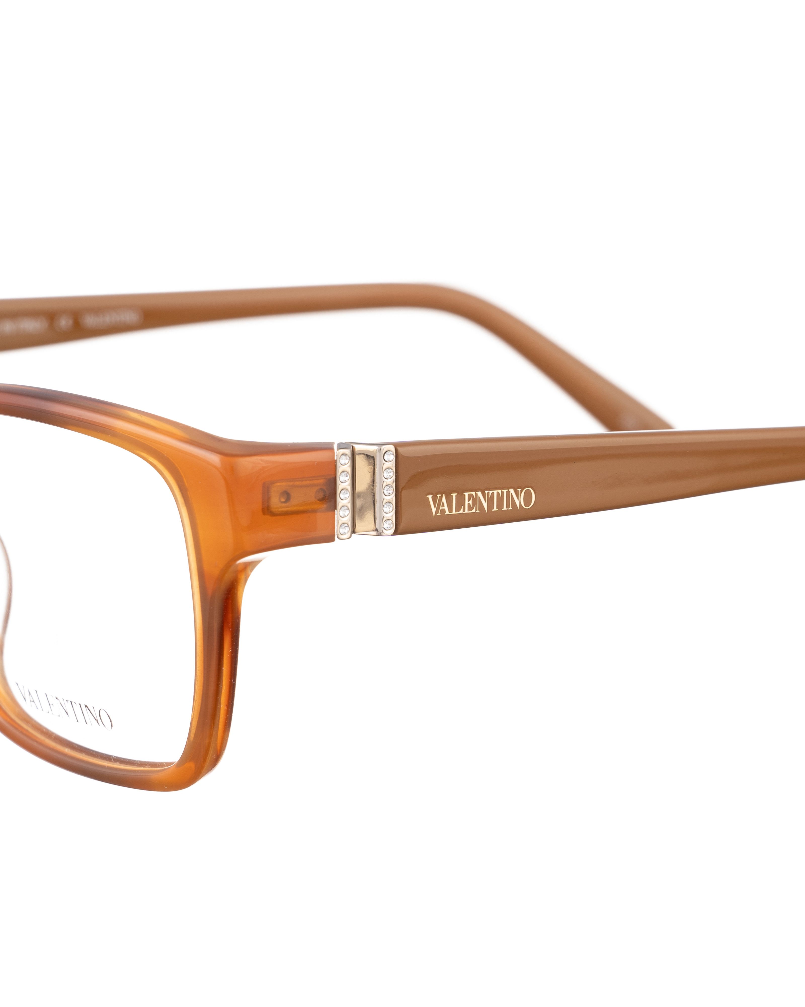 Valentino Valentino 00s Brown Caramel Plastic Glasses Size ONE SIZE - 3 Thumbnail