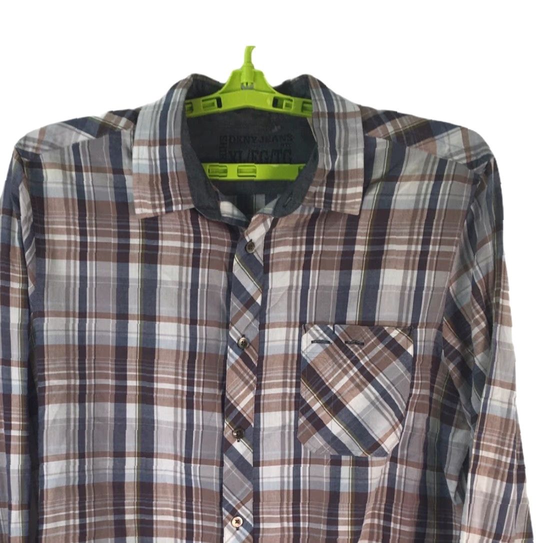 DKNY DKNY Jeans Plaid Button Up Shirt Men’s Multicolor Gray Long Sleeve Pocket XL Shirt Size US XL / EU 56 / 4 - 2 Thumbnail