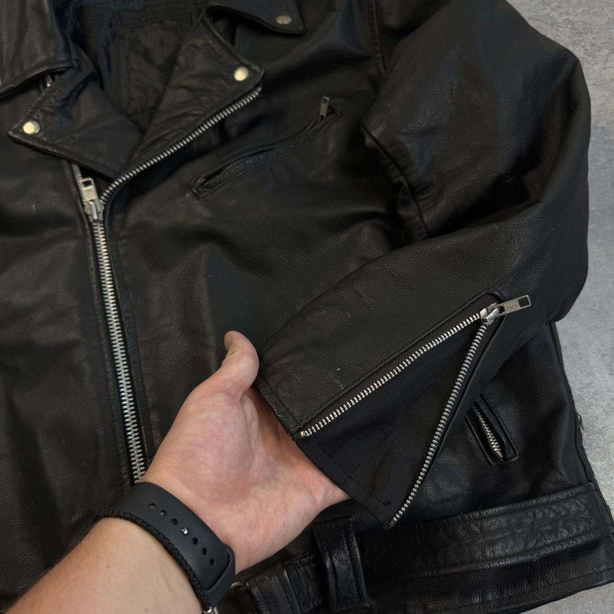 Vintage VINTAGE 90’s BLACK MOTORCYCLE LEATHER BIKER JACKET Size US L / EU 52-54 / 3 - 10 Thumbnail