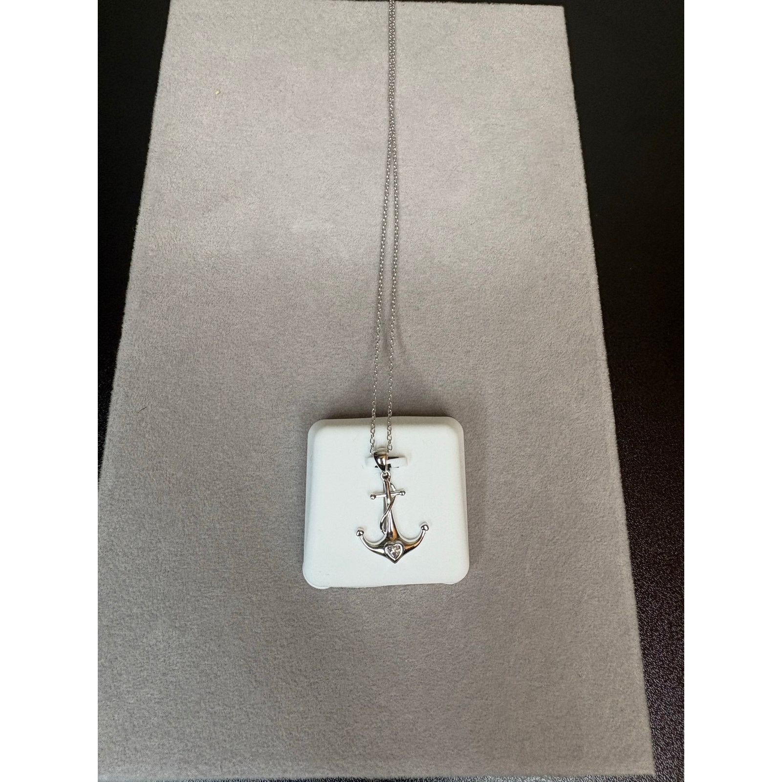 Jewelry Women's .5ct Moissanite 925 Sterling Silver Anchor Necklace Size ONE SIZE - 3 Thumbnail