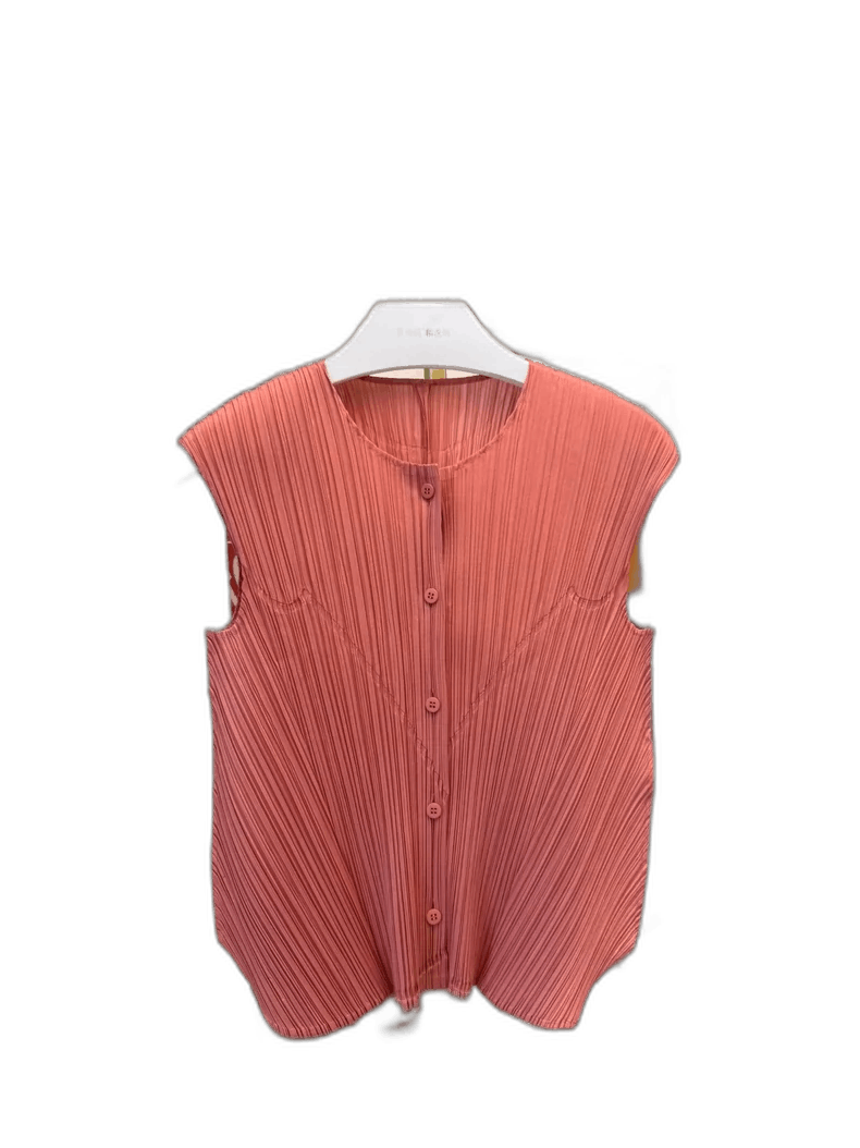Issey Miyake Issey Miyake Pleated Coral Pink Sleeveless Top-yf Size US M / EU 48-50 / 2 - 1 Thumbnail