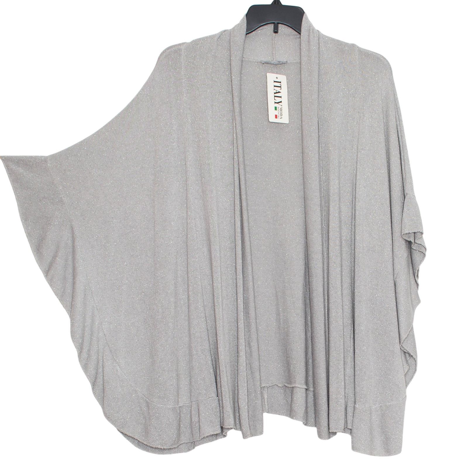 Other NWT Oversized Cardigan O/S Metallic Gray Open Front Italy Size ONE SIZE - 2 Thumbnail