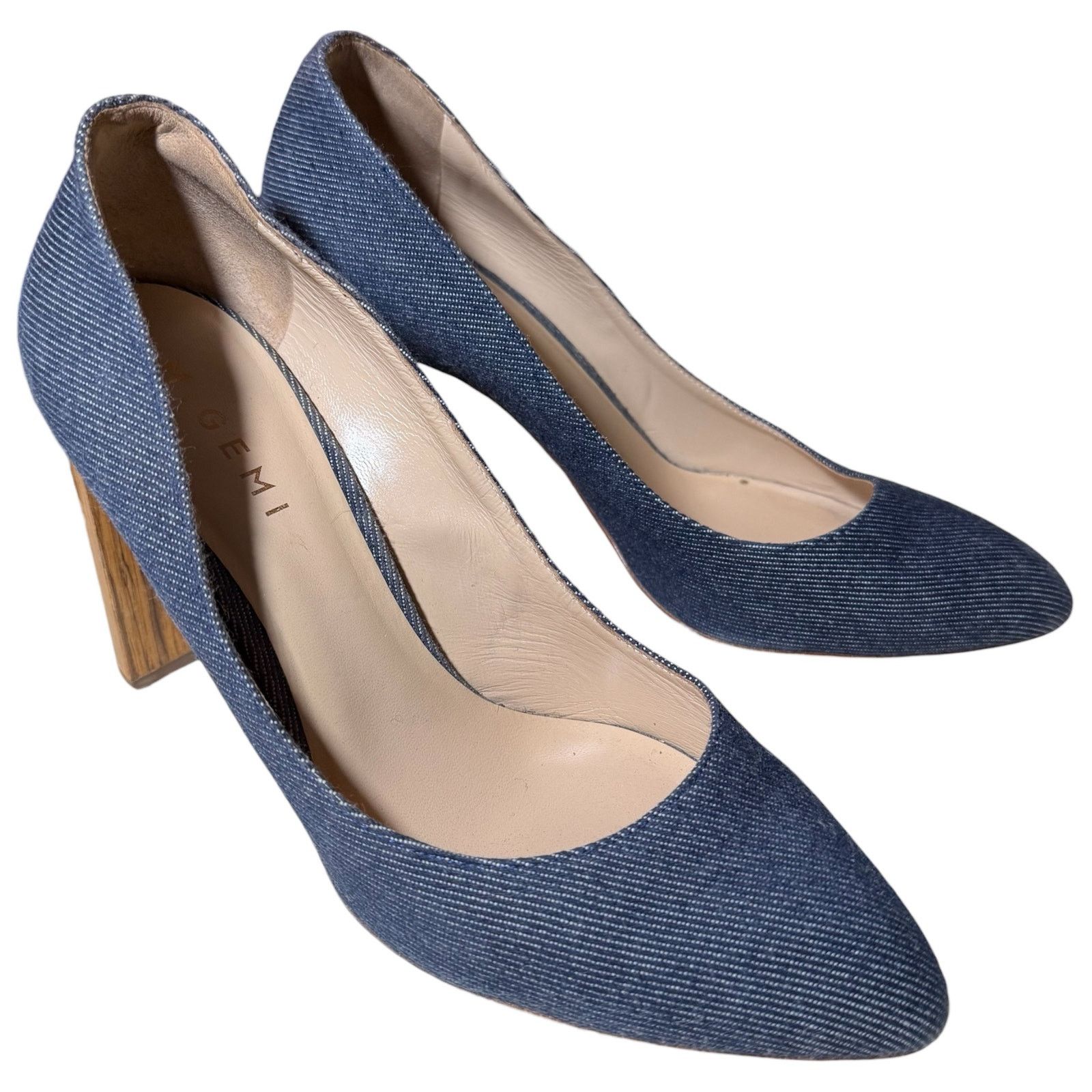 M.Gemi M. Gemi Lustro Denim Pumps Wood Grain Block Heel Size 38.5 Size US 8 / IT 38 - 11 Thumbnail