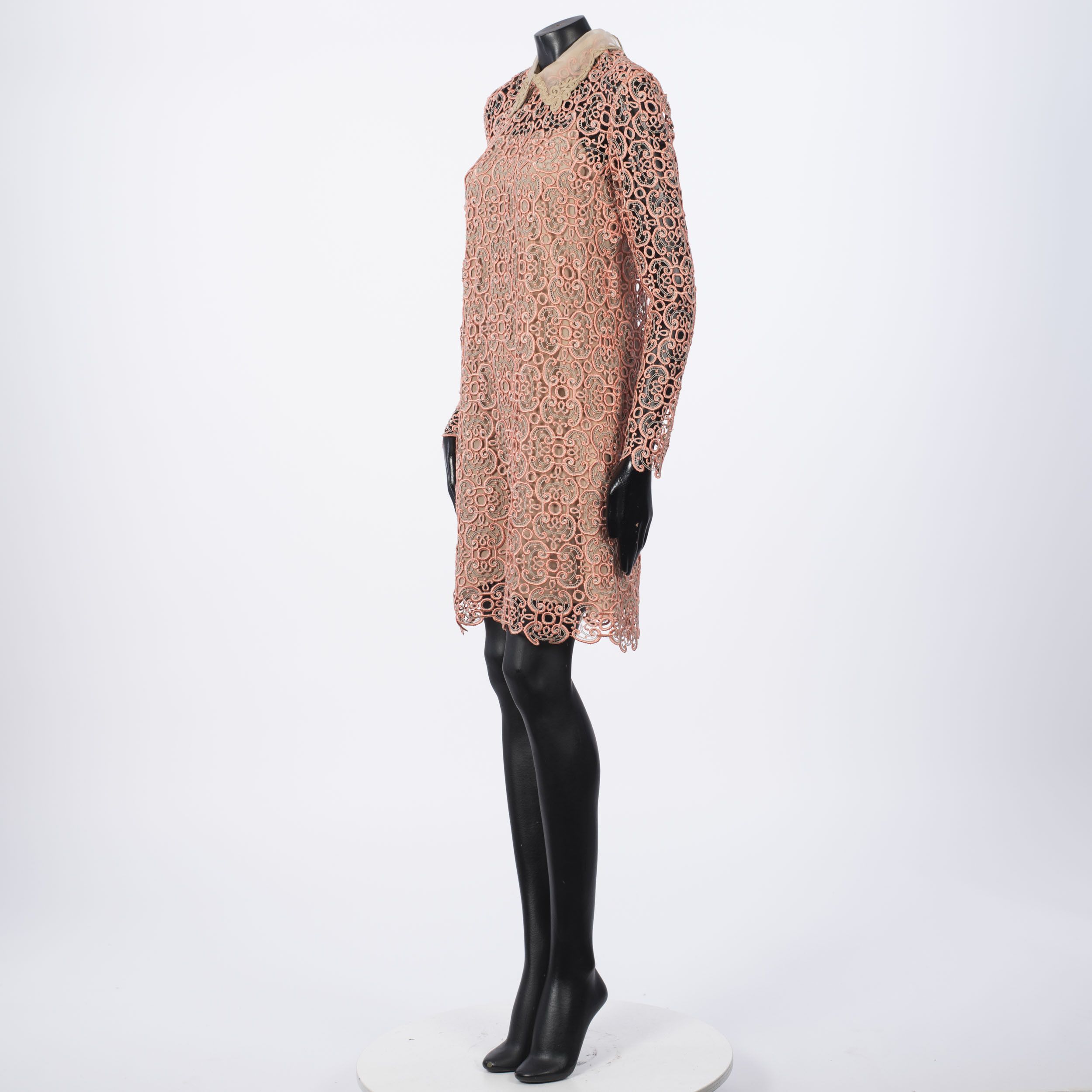 Fendi Macramé Lace Sheer Yoke Shift Dress Size XS / US 0-2 / IT 36-38 - 2 Thumbnail