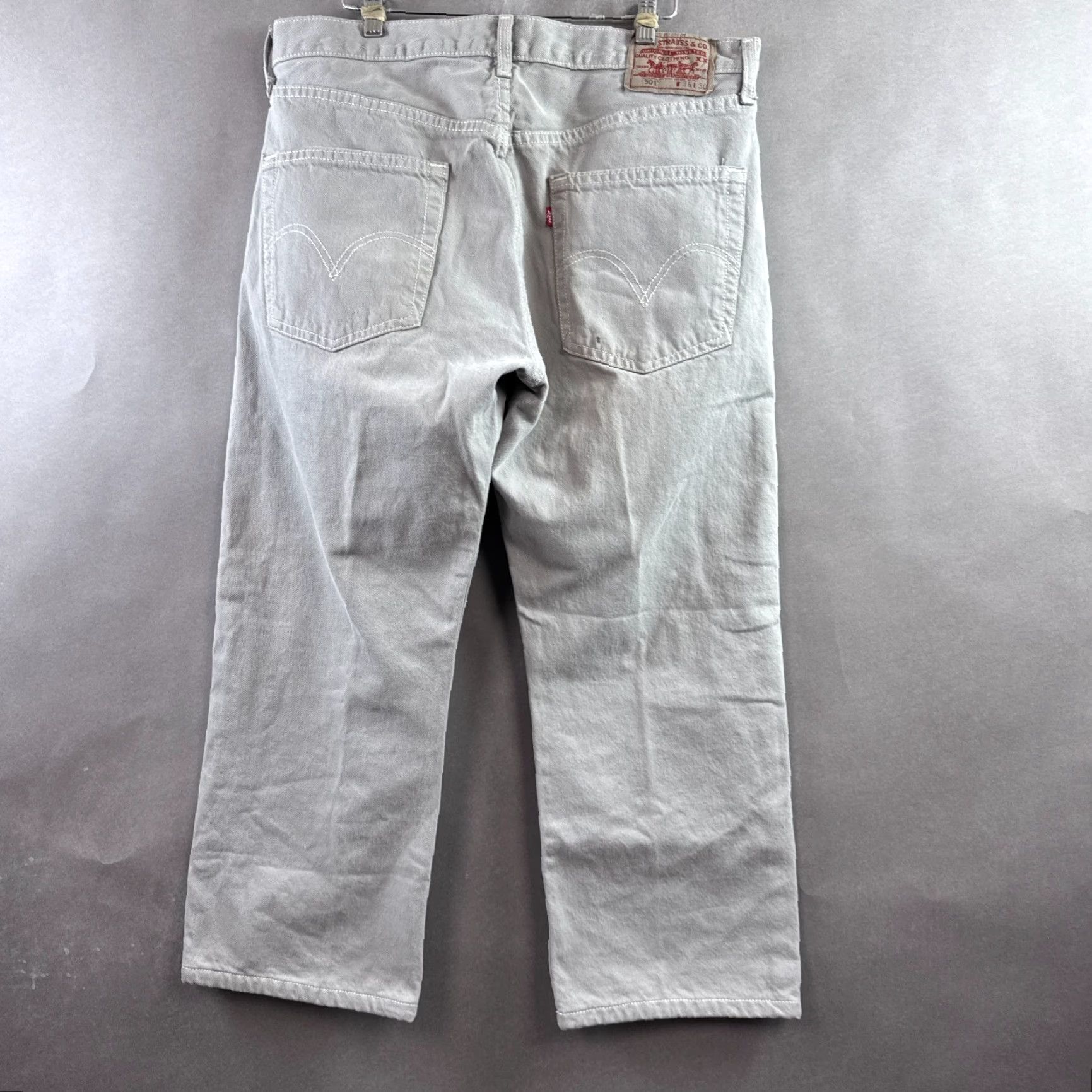 Levi's Levi's 501 Jeans Mens 36x26 Gray Button Fly Denim Pants Work Chore Vintage 90s (Tag36x30) Size US 36 / EU 52 - 3 Thumbnail