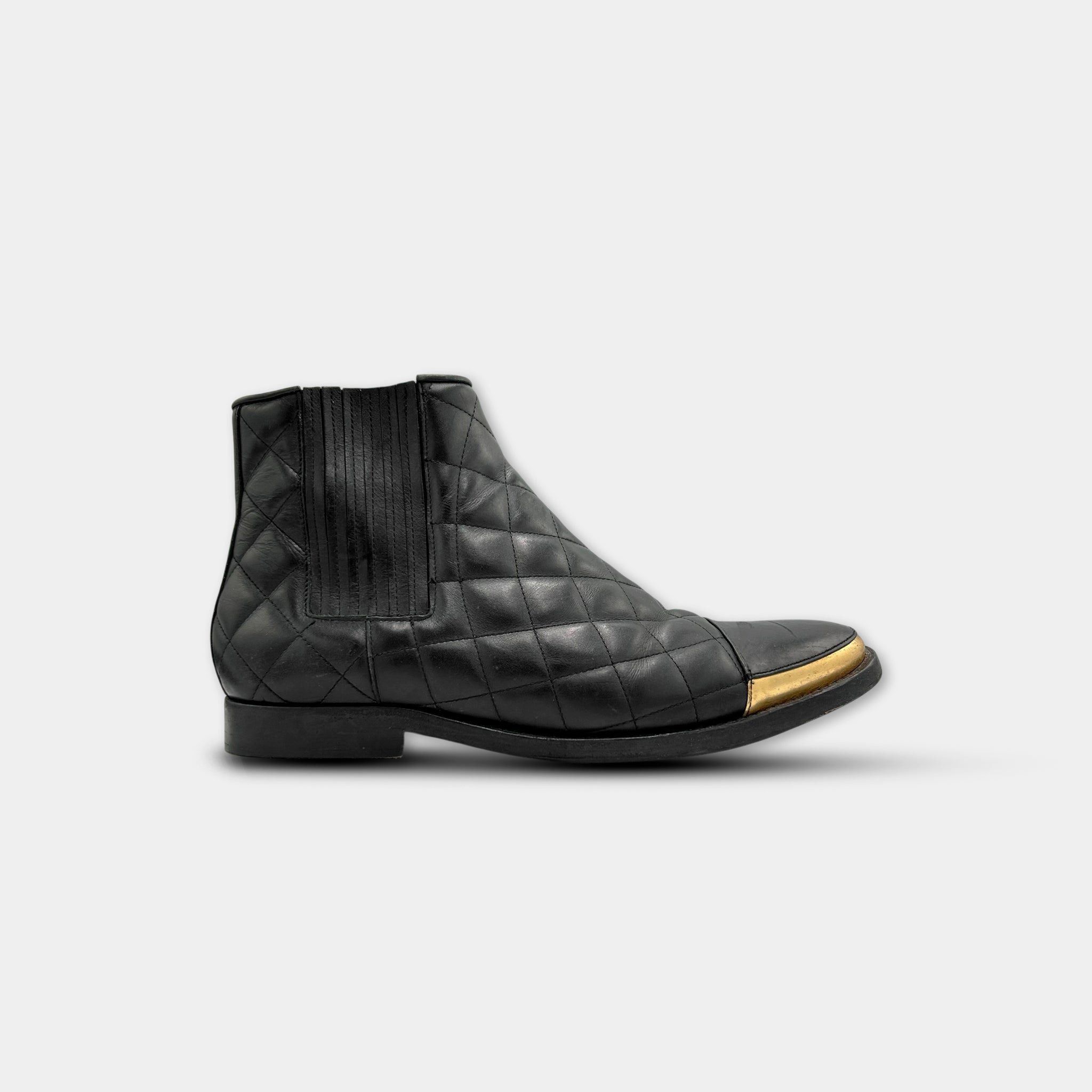 Balmain Balmain Quilted Leather Gold Toe-Cap Chelsea Boots Size US 9 / EU 42 - 1 Thumbnail