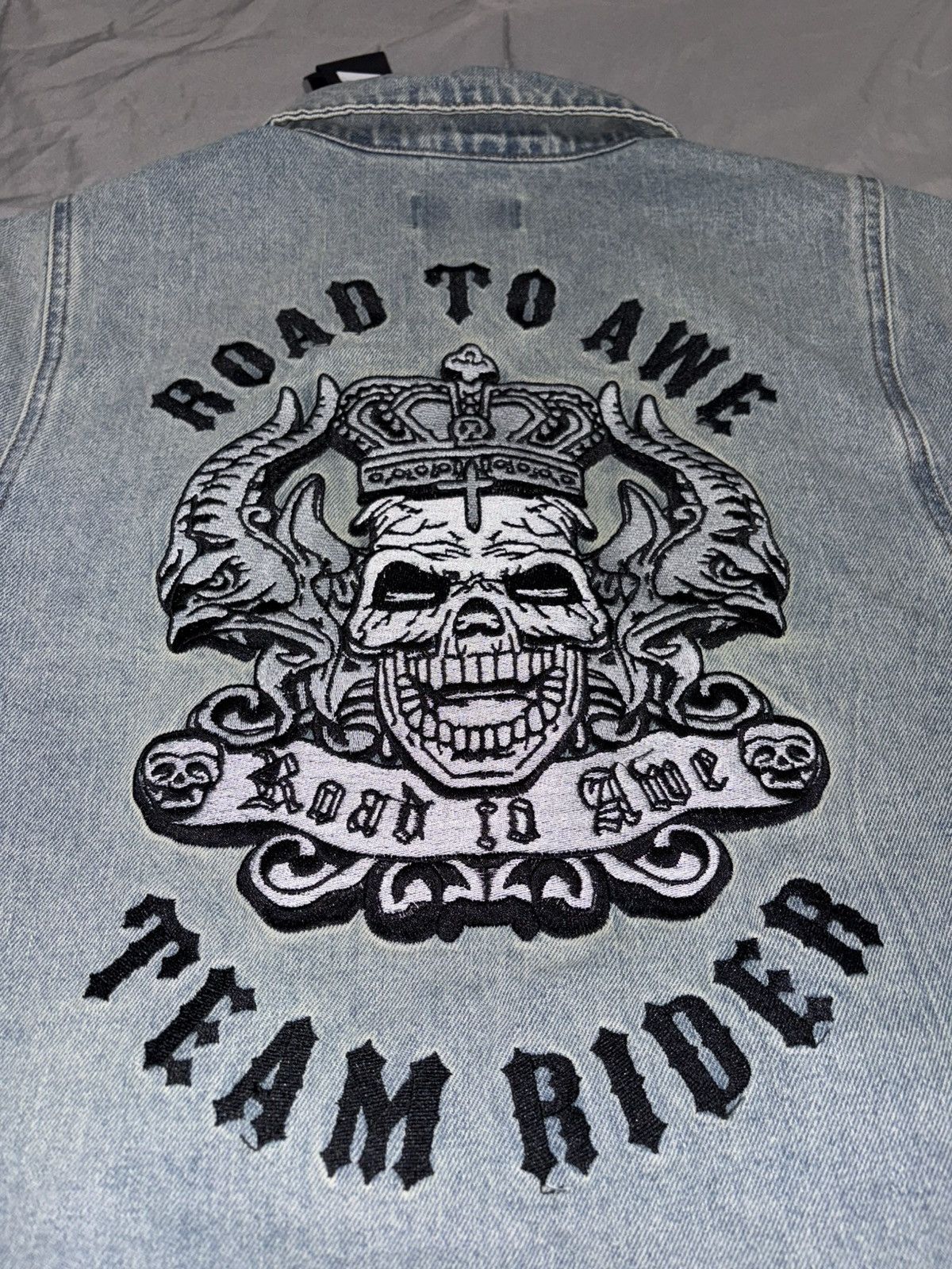 Rta RTA NEW Denim Zip up Jean Jacket Embroidery logo skull cross Size US M / EU 48-50 / 2 - 2 Thumbnail