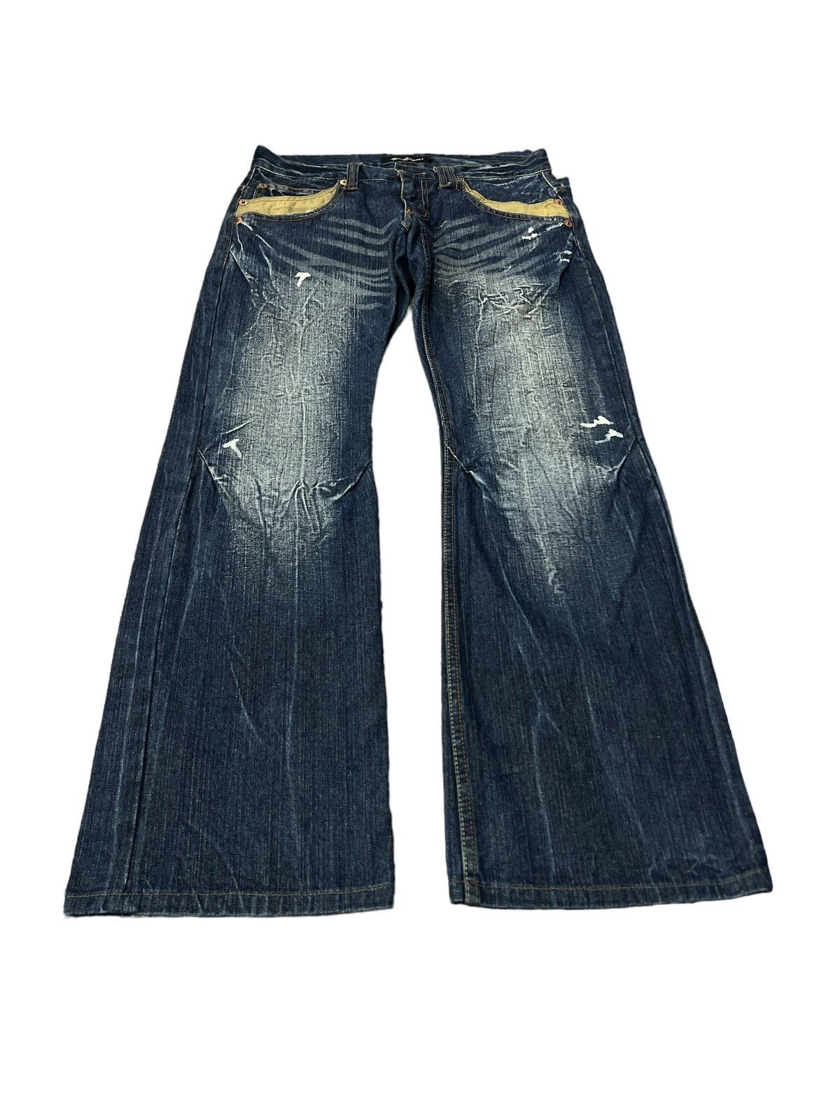 Japanese Brand FLARED💥ROOT TREE STYLE DISTRESSED DENIM PANT Size US 30 / EU 46 - 2 Thumbnail