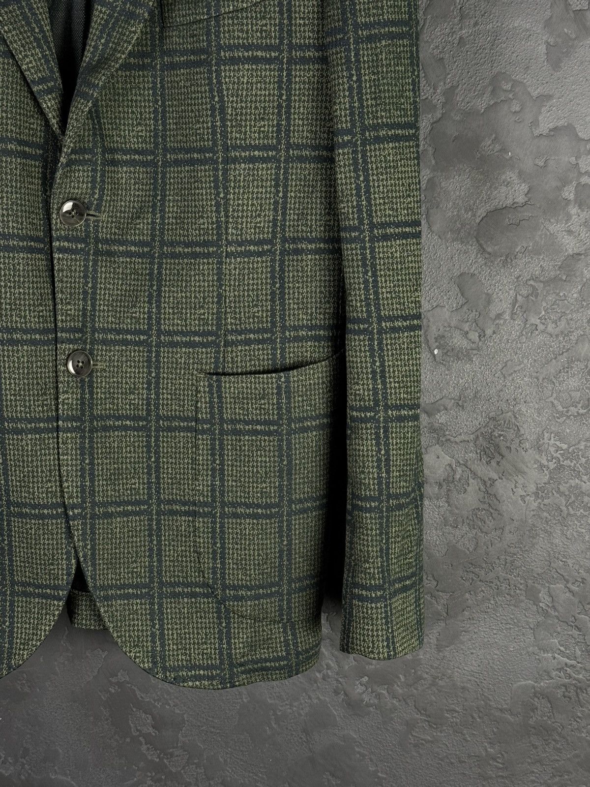 L.B.M. 1911 L.B.M. 1911 Olive Green Check Wool-Blend Men’s Blazer 48R Size 48L - 6 Thumbnail