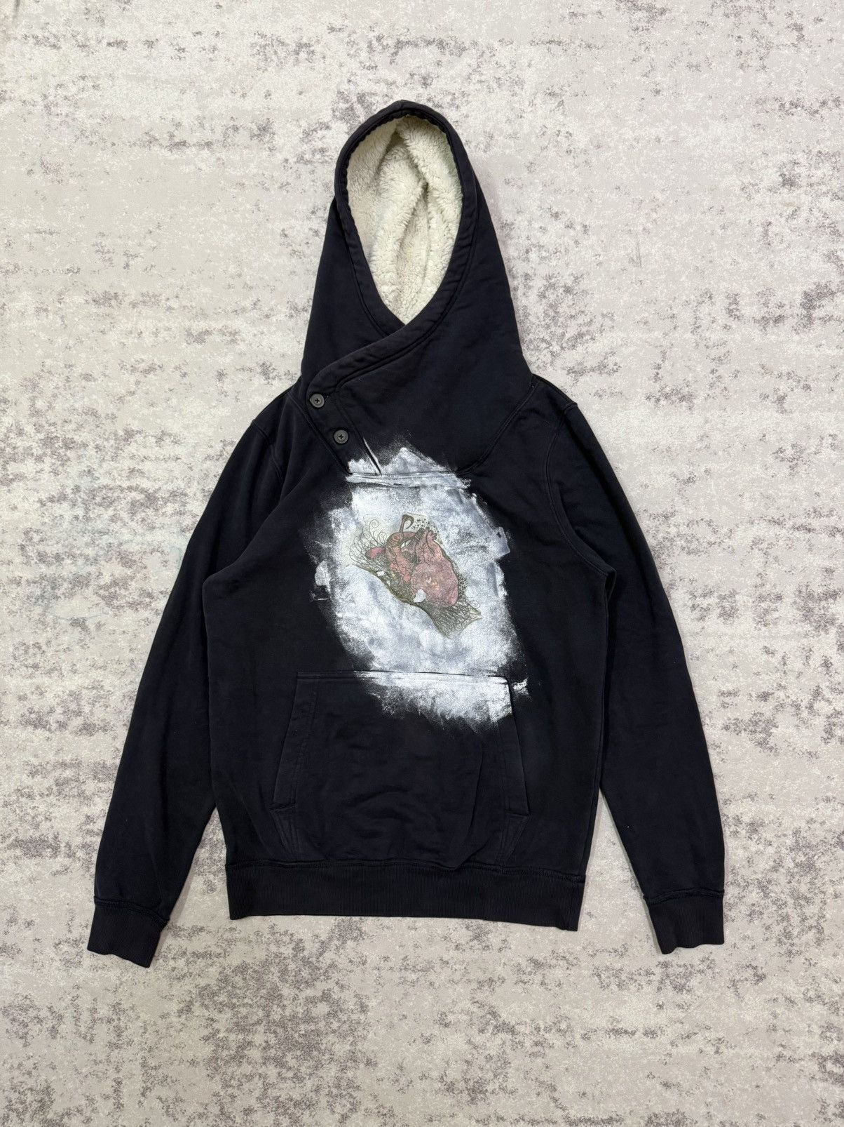 Divided Divided sherpa lined button up cowl neck graphic print hodie Size US M / EU 48-50 / 2 - 3 Thumbnail