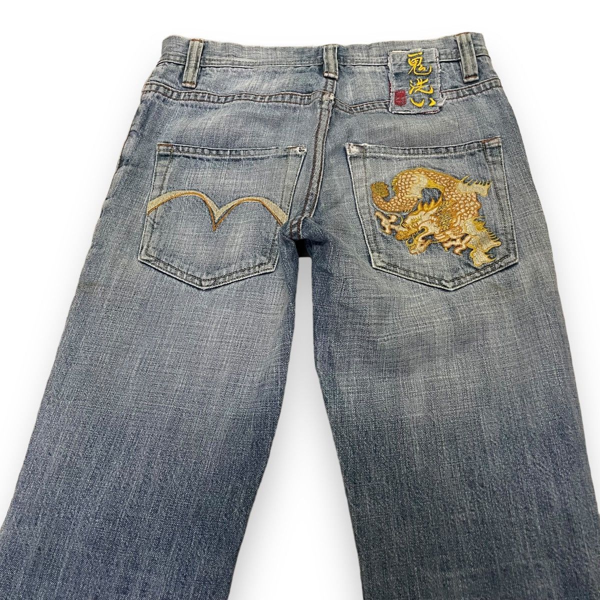 Samurai Jeans 🇯🇵 ONIARI NIPPON SUKAJAN EMBROIDERED DRAGON WASHED DENIM Size US 28 / EU 44 - 10 Thumbnail