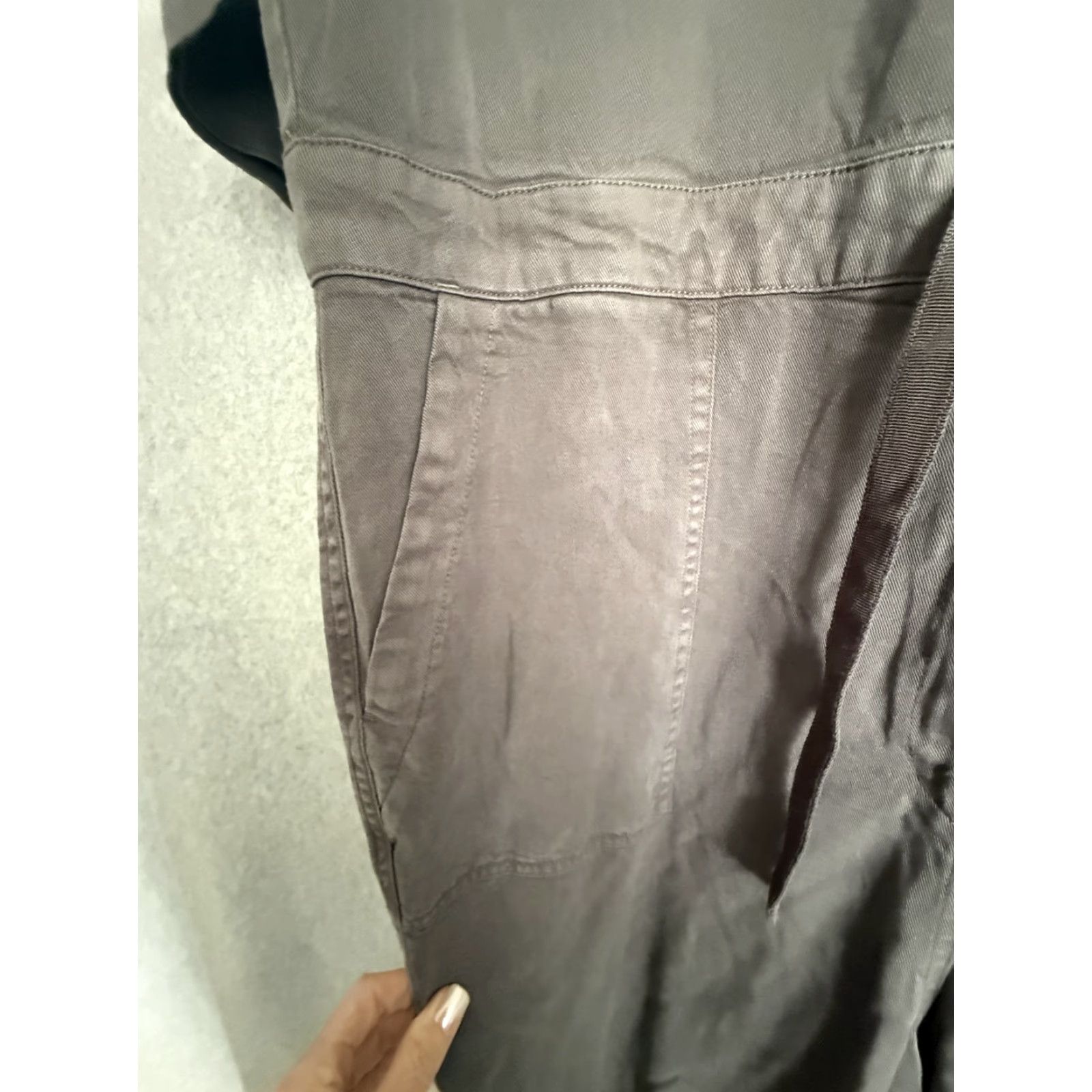 Vintage Sundance Jumpsuit Womens Petite Large Brown Twill Utility Button Front Tie Waist Size 36" / US 14 / IT 50 - 4 Thumbnail