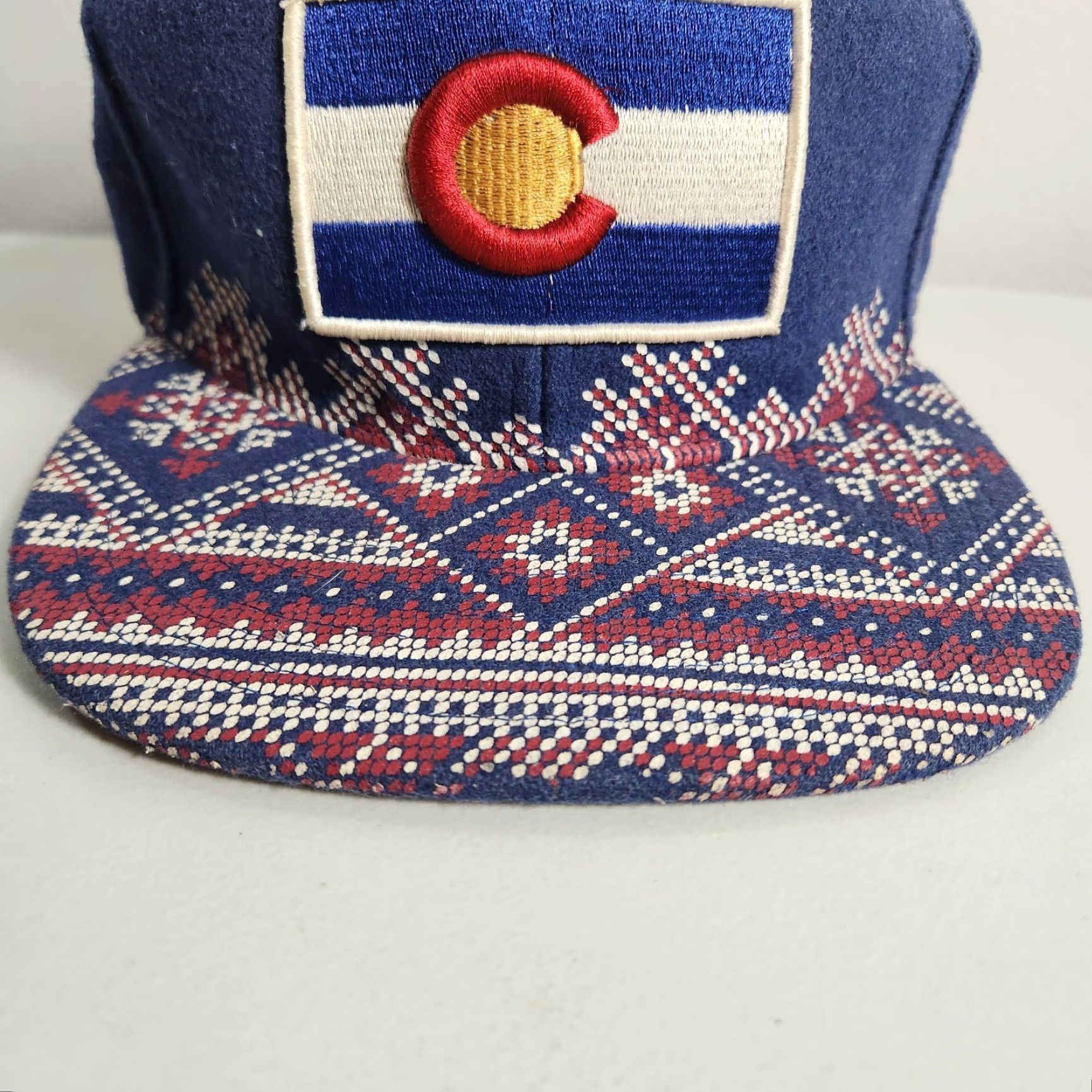 Zephyr Zephyr Colorado Flag Patch Patterned Wool Baseball Snapback Cap Men One Size Blue Wool Felt Adjustable Cap Size ONE SIZE - 3 Thumbnail