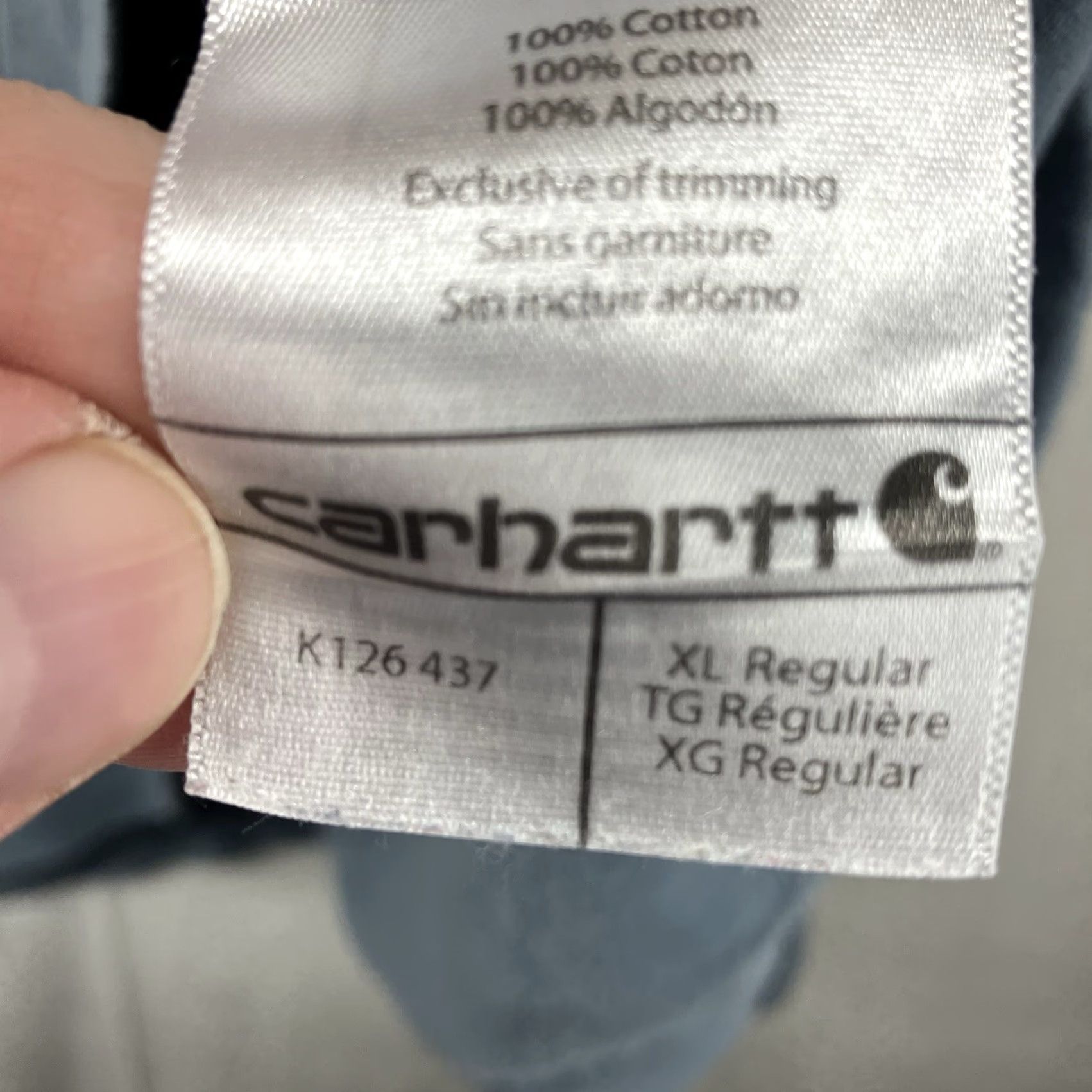 Carhartt Carhartt T-Shirt Men XL Long Sleeve Crew Neck All Cotton Light Blue Logo Solid Vintage? No. Size US XL / EU 56 / 4 - 7 Thumbnail