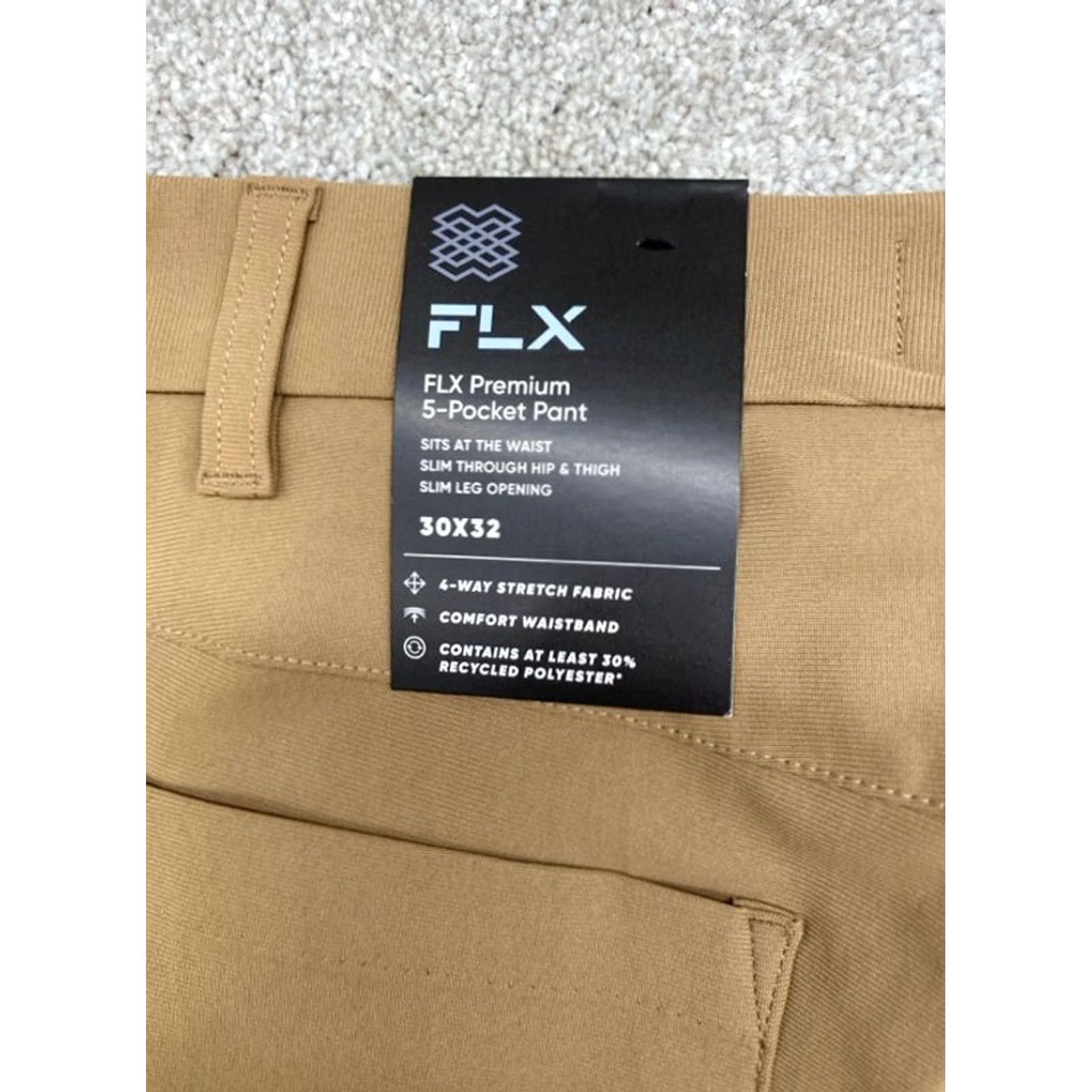Vintage NWT FLX Premium Pants Mens 30x32 Brown Slim Fit Quick Dry Stretch Golf Chino Pants Mens 30 Inseam 32 Brown Slim Quick Dry FLX Pants Size US 30 / EU 46 - 5 Thumbnail
