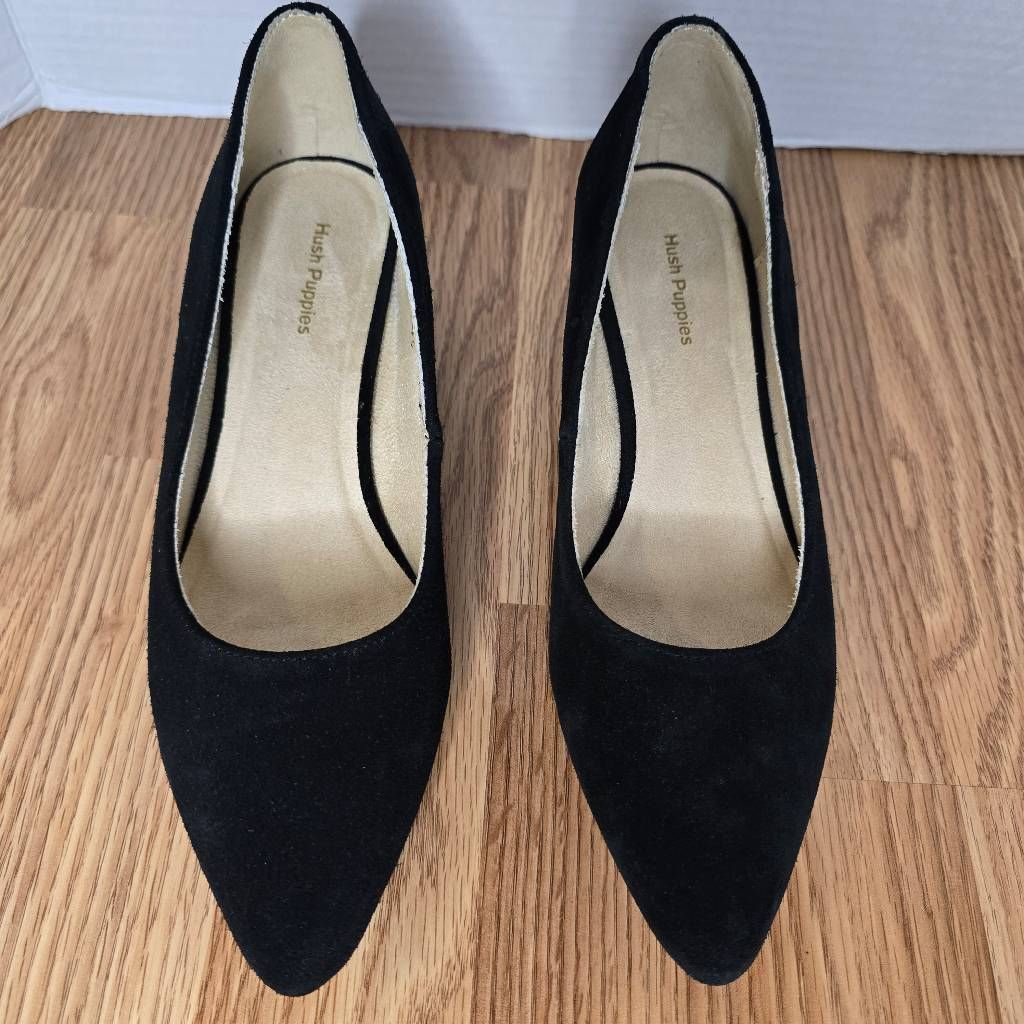 Hush Puppies Hush Puppies Sofie Pump Size 7 Black Nubuck Leather Block Heel Slip-On Shoes Size US 7 / IT 37 - 3 Thumbnail