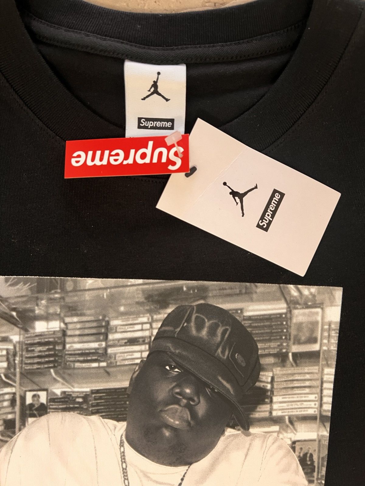 Jordan Brand Supreme Jordan Biggie Notorious BIG tee Tshirt black photo Size US M / EU 48-50 / 2 - 7 Thumbnail