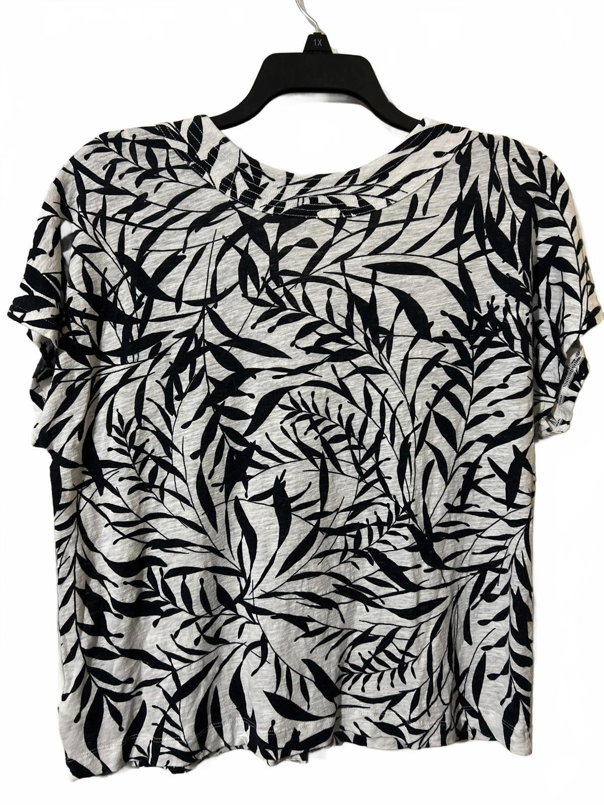 Elie Tahari Tahari Linen Blend Black and White Leaf Print V-Neck Top XL Size XL / US 12-14 / IT 48-50 - 5 Thumbnail