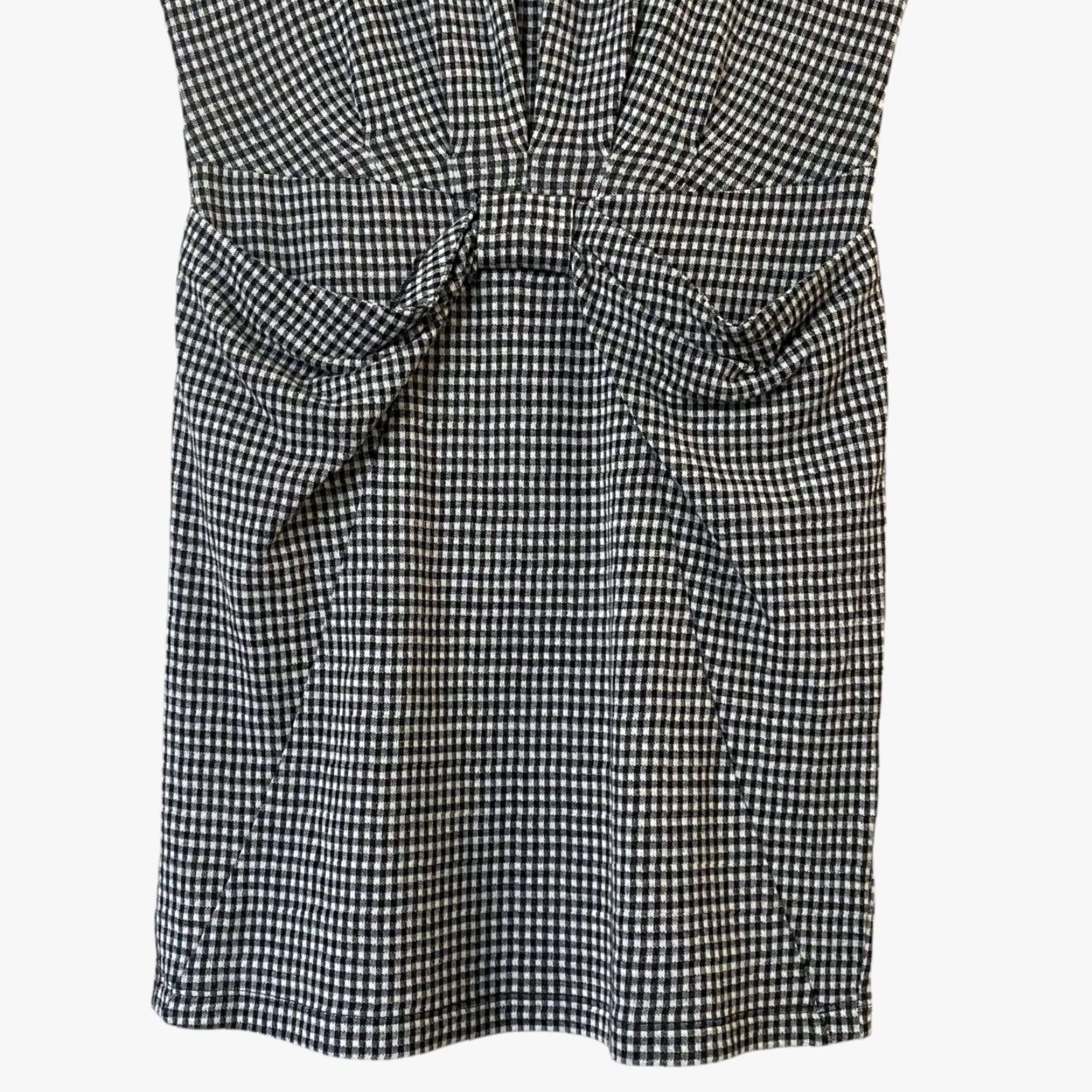 Moschino VINTAGE Love Moschino Gingham Mini Dress 3/4 Sleeve Cinched Black Women's Size 2 Wool Blend Pockets Dress Size XS / US 0-2 / IT 36-38 - 6 Thumbnail