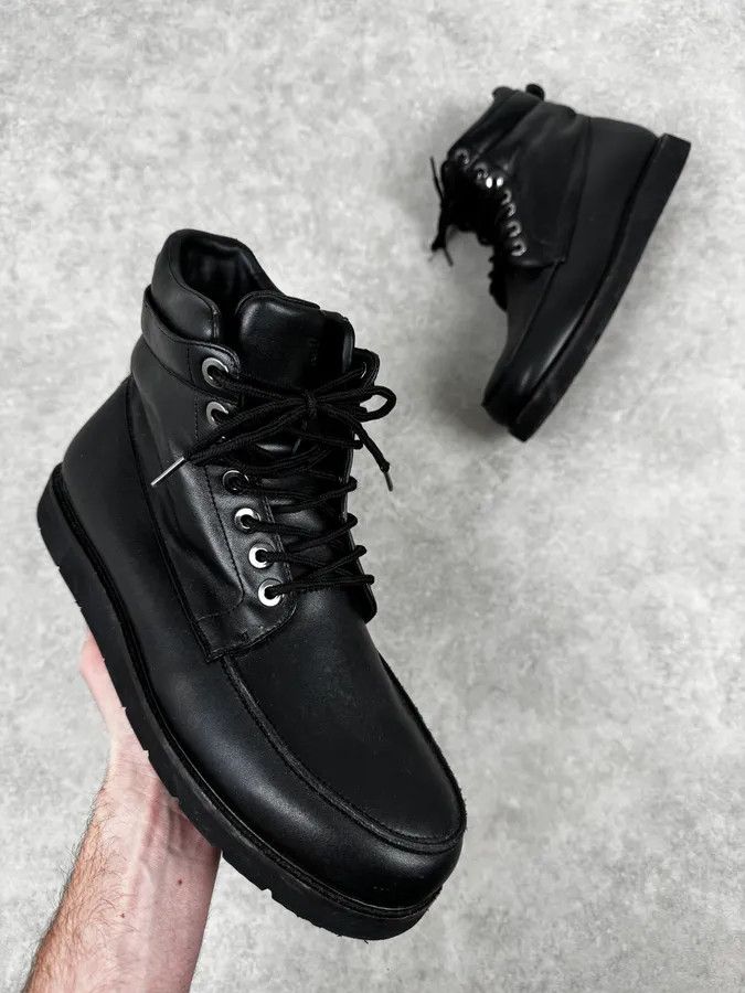 Armani Armani Black Laced Leather High Boots Size US 10 / EU 43 - 1 Thumbnail