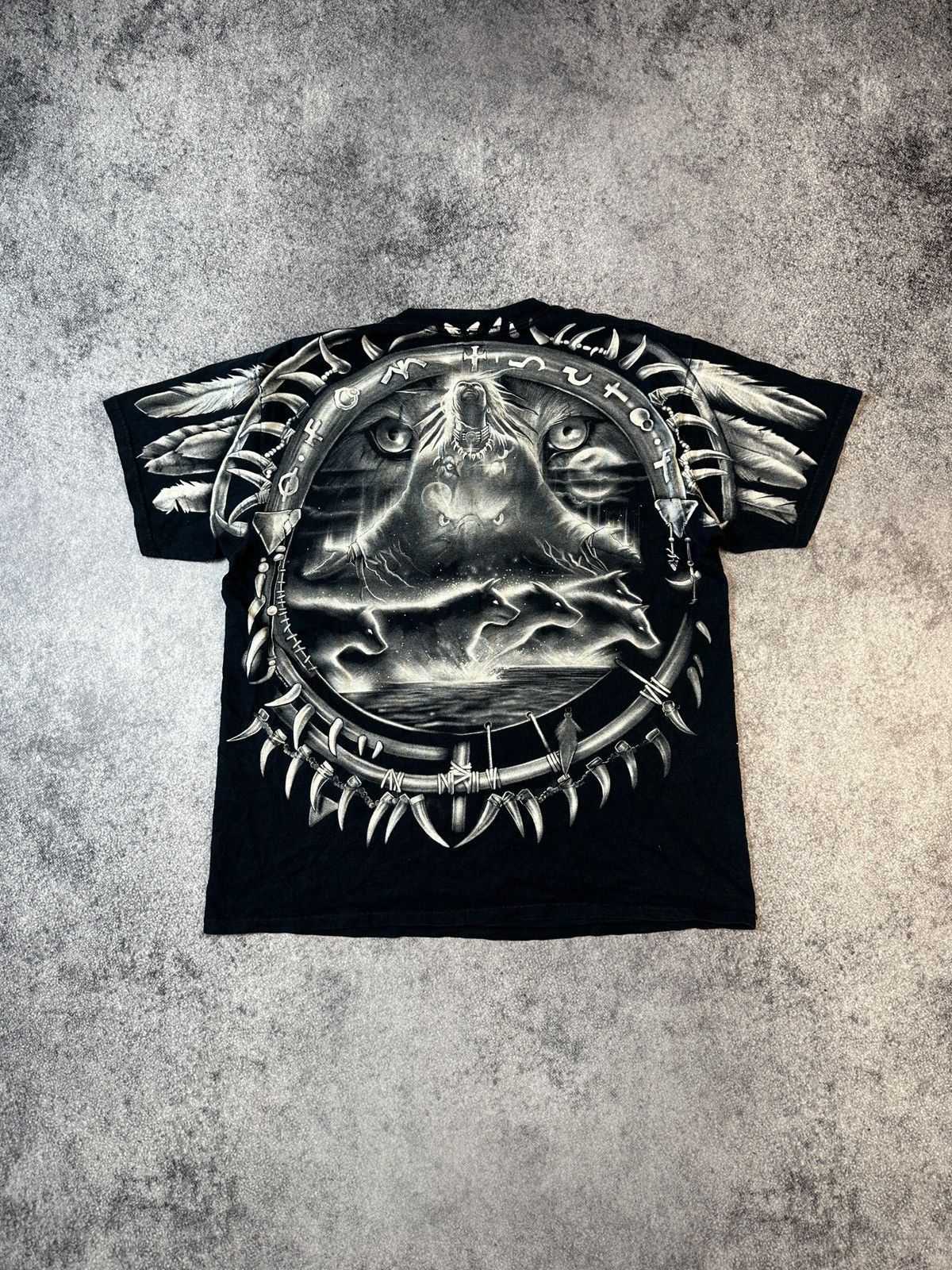 Vintage Vintage Indians Wolf Logo t-shirt Streetwear Full Print L Size US L / EU 52-54 / 3 - 4 Thumbnail