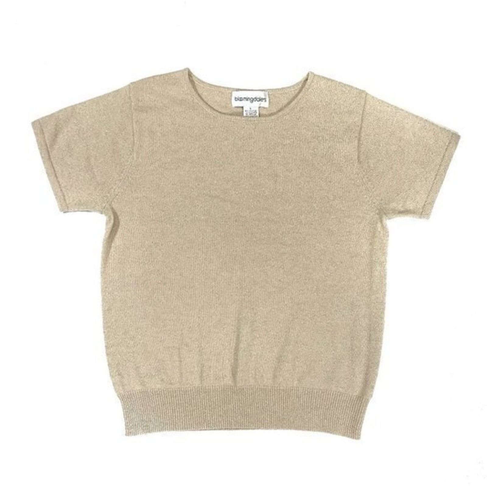 Bloomingdale's Bloomingdale's Ivory/Gold Cashmere Blend Top | Size L Size L / US 10 / IT 46 - 1 Thumbnail