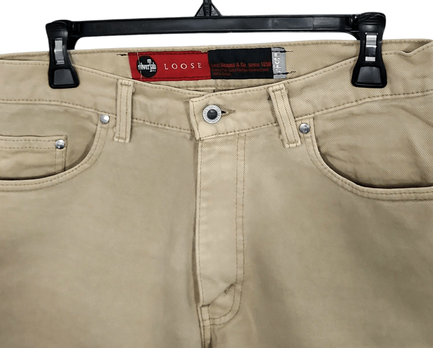 Levi's × Vintage Vtg 90s Levi’s Silver Tab Loose Fit Jeans Shorts Beige 31 Size US 31 - 3 Thumbnail