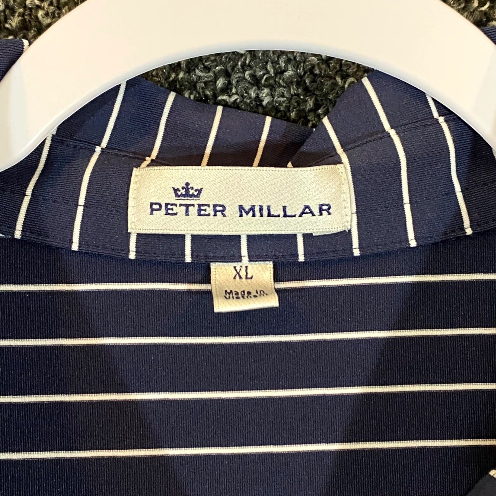 Peter Millar Peter Millar Polo Mens XL Blue White Striped Performance Golf Shirt S/S Polo Shirt Mens XL Blue Striped Peter Millar Golf Performance Shirt Size US XL / EU 56 / 4 - 4 Thumbnail