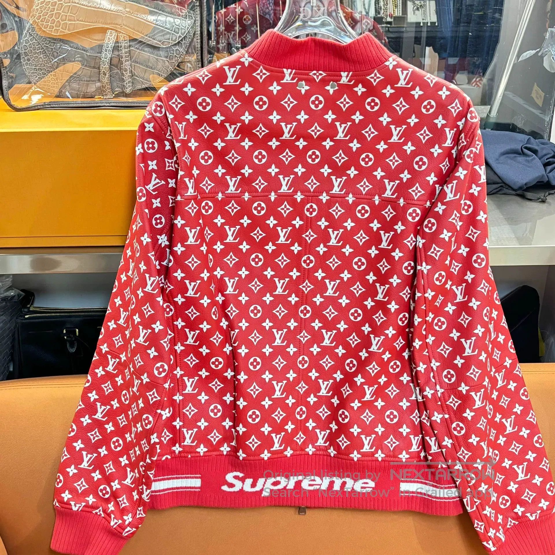 Louis Vuitton Louis Vuitton x Supreme Red Monogram Leather Jacket. Size US XL / EU 56 / 4 - 1 Thumbnail