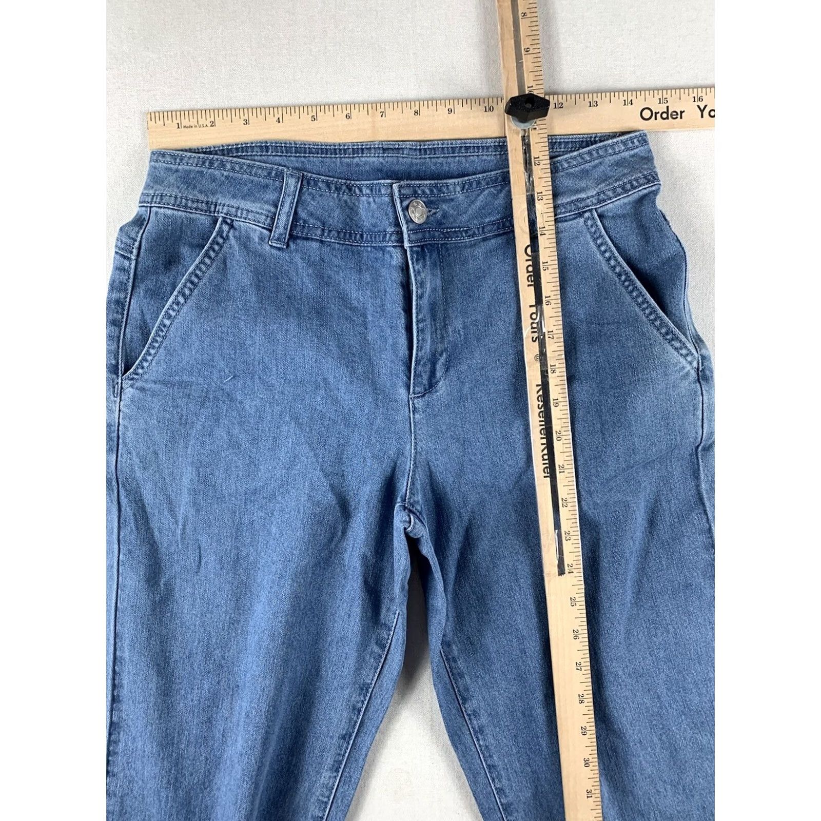 Vintage LASCANA Jeans Wide Leg Womens Size 6 Blue Embroidered Cropped 30x30 Flat Lay 30x30 Jeans Womens Mens? Size 28" / US 6 / IT 42 - 6 Thumbnail