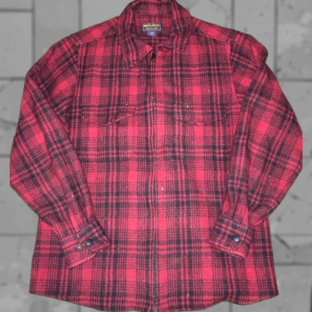 Vintage Woolrich Womens Shirt M Red Flannel Full Zip Wool Red/Black Size M Size M / US 6-8 / IT 42-44 - 1 Thumbnail