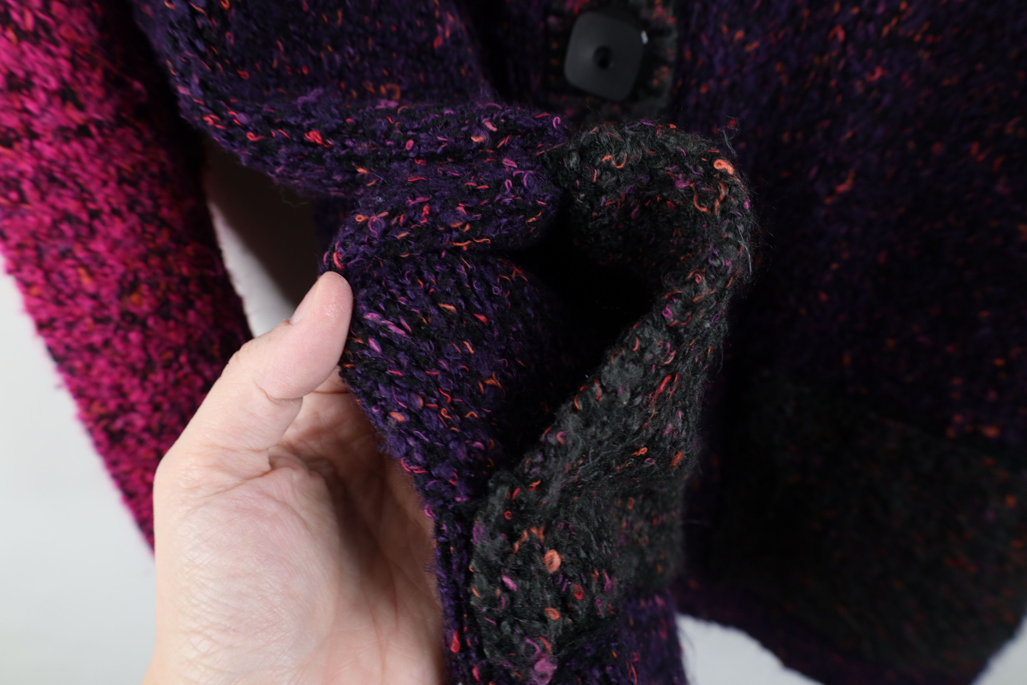 Vintage Vintage 90s Lagenlook Big Button Collared Cardigan Sweater Size 3XL / US 20-22 - 5 Thumbnail