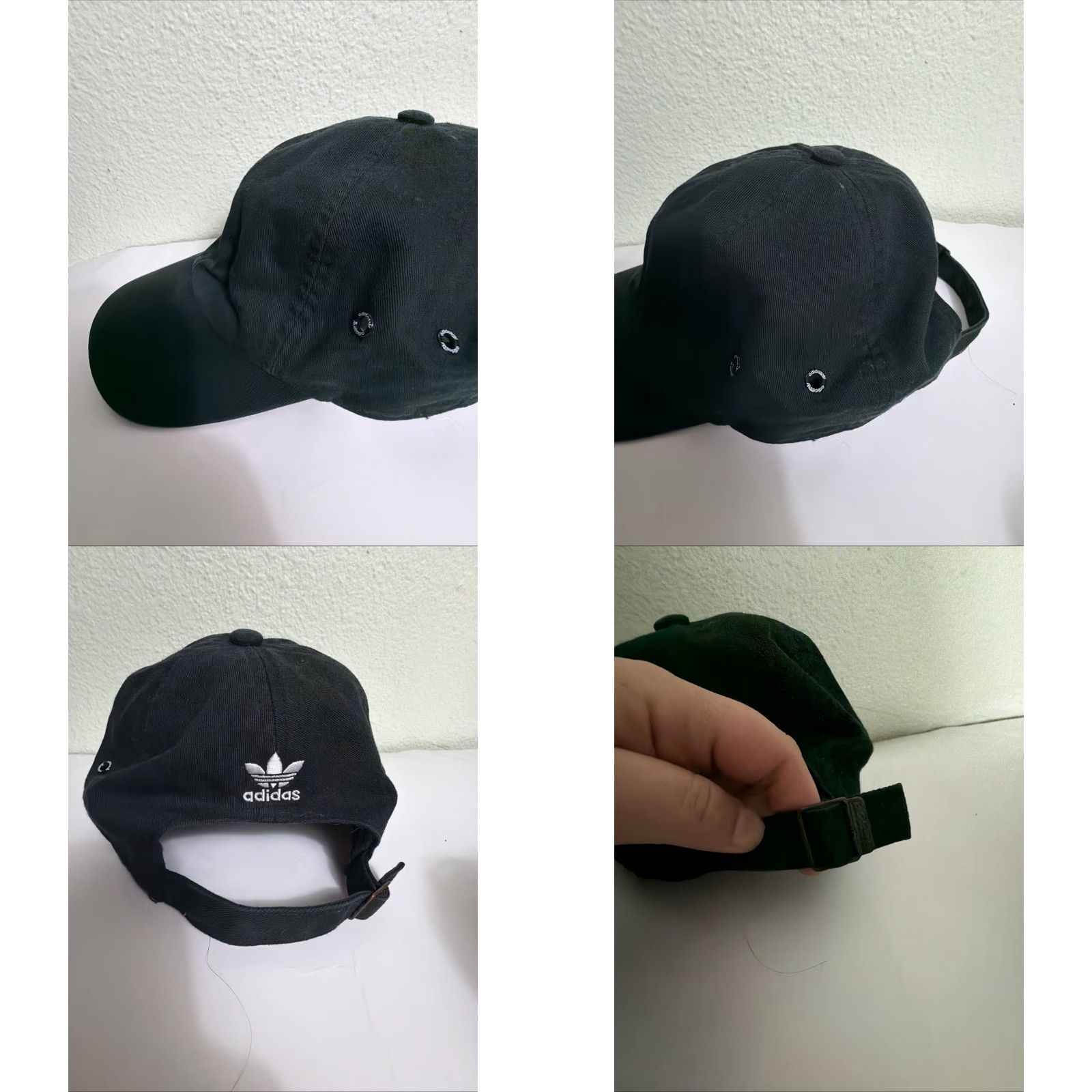 Adidas Adidas Strapback Baseball Hat Mini Logo Black White Trefoil Dad Hat Adjustable Men One Size Cap Size ONE SIZE - 8 Thumbnail