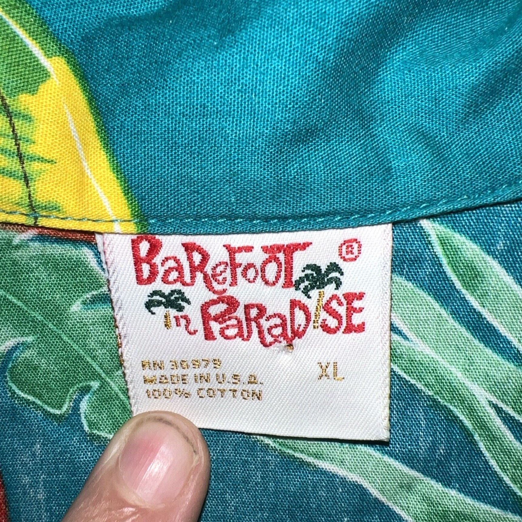 Paradise Barefoot In Paradise Hawaiian Shirt Adult XL Multicolor Short Sleeve Button-Up Mens Size US XL / EU 56 / 4 - 3 Thumbnail