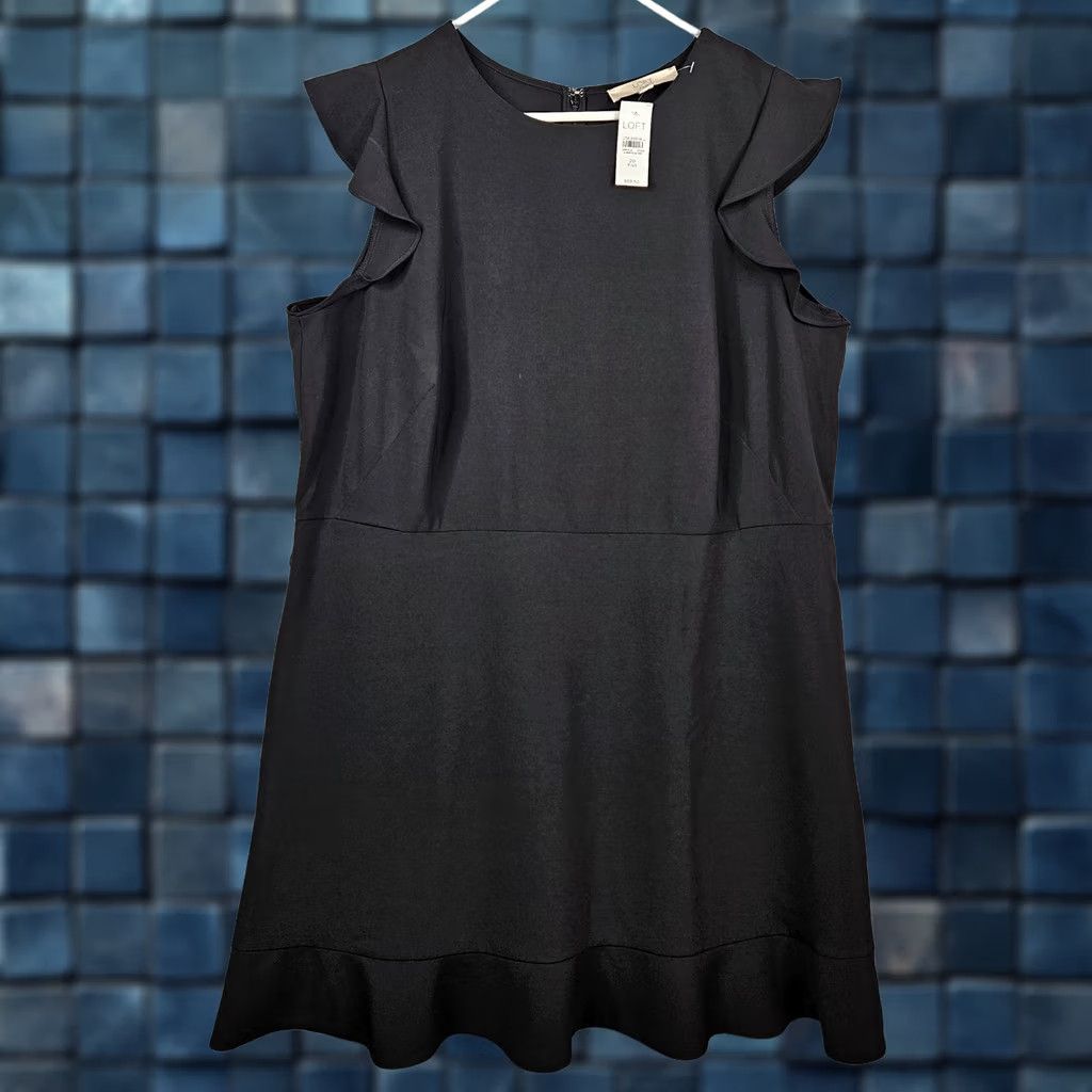 Loft LOFT Plus Black Ruffle Sleeve Fit & Flare Dress Plus Size 20 NEW Size 3XL / US 20-22 - 1 Thumbnail