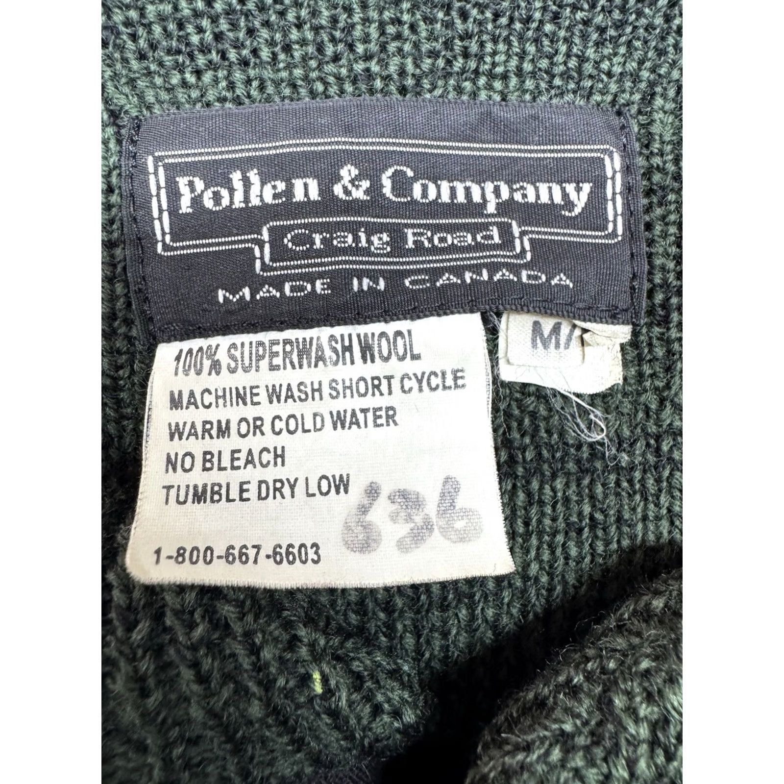 Vintage VINTAGE POLLEN & COMPANY Made In Canada 100% Superwashed wool Sweater Green Mens M Size US M / EU 48-50 / 2 - 2 Thumbnail