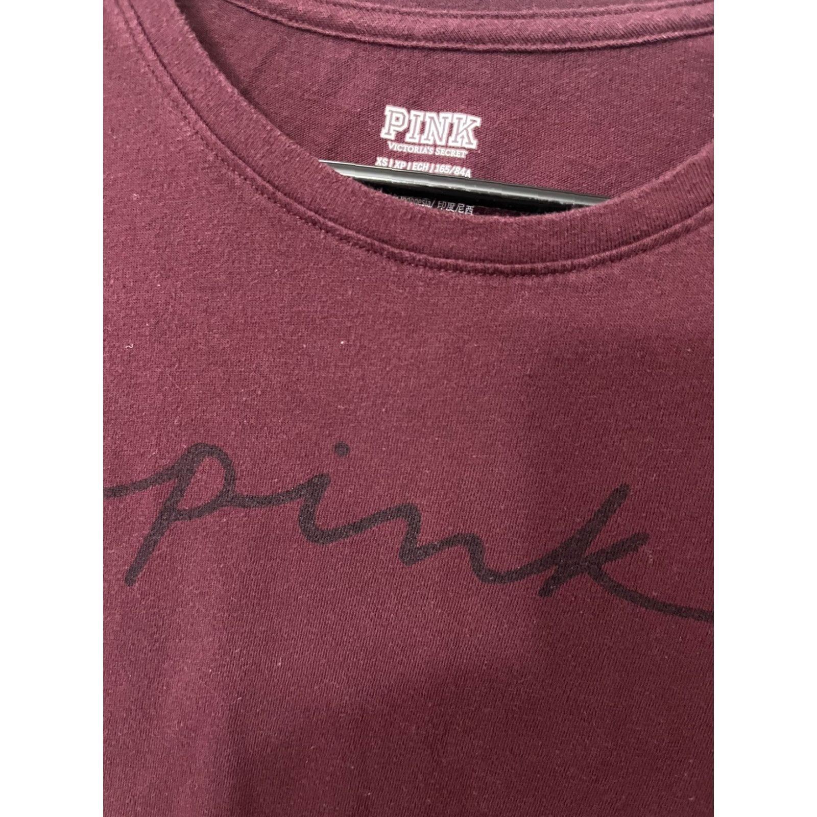 Victoria's Secret VINTAGE Victoria's Secret PINK T-Shirt Shirt XS Maroon Logo Short Sleeve 100% Cotton Women's Regular Modern Basic Size XS / US 0-2 / IT 36-38 - 3 Thumbnail