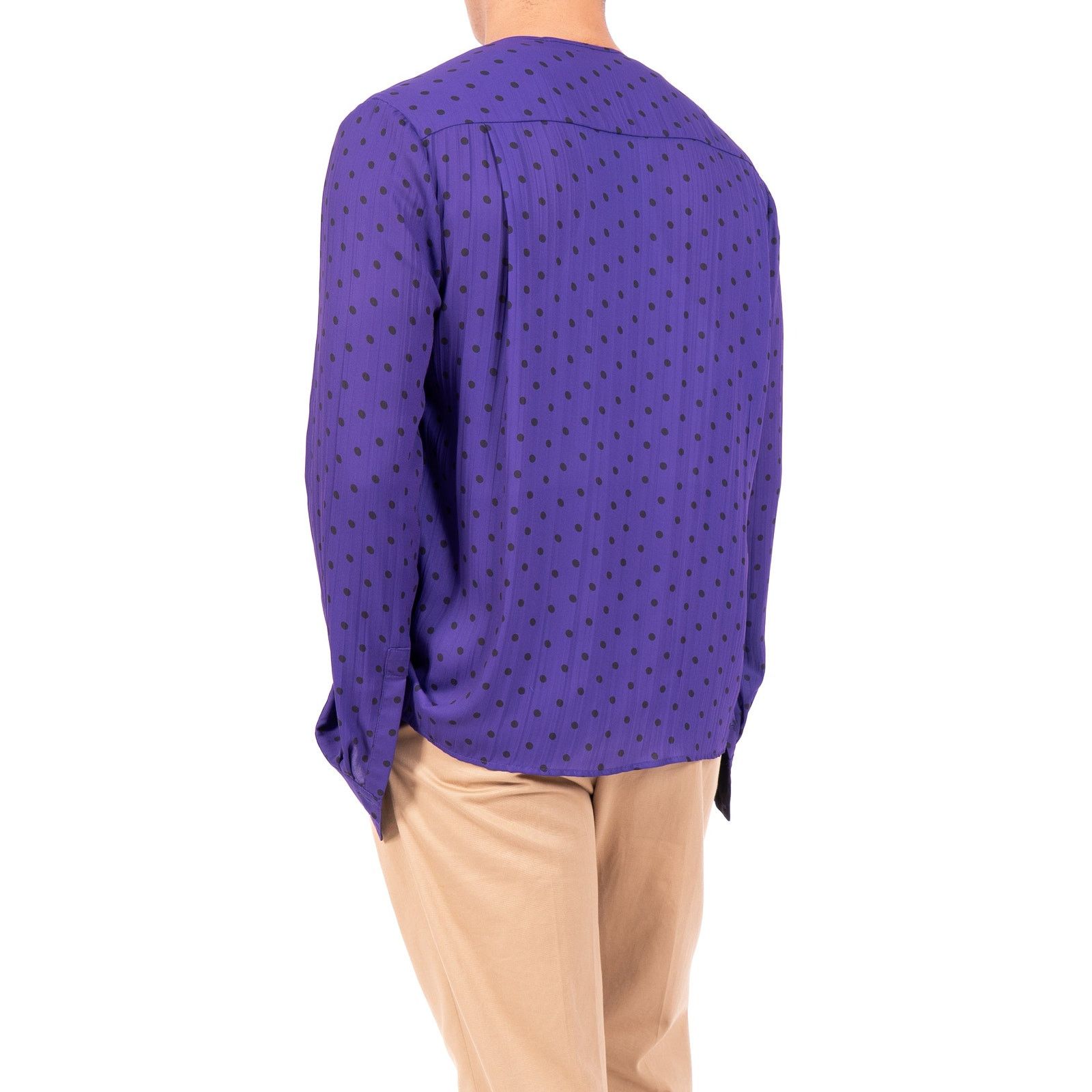 Haider Ackermann SS18 Ruffle Shirt in Purple Dottet Silk Size US S / EU 44-46 / 1 - 4 Thumbnail