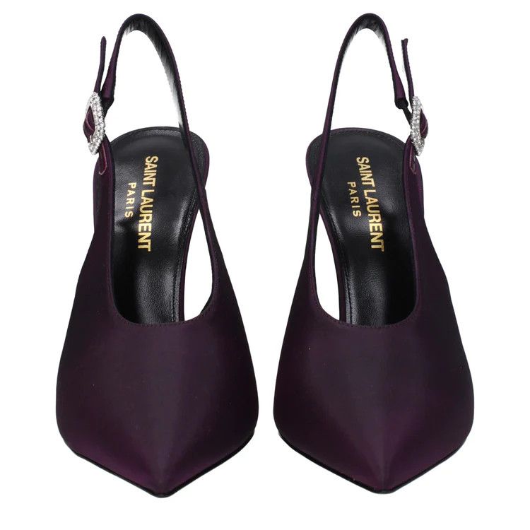 Saint Laurent Paris o1bcso1str1124 Yasmeen Slingback Pumps in Dark Purple Size US 6 / IT 36 - 3 Thumbnail