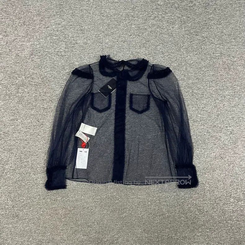 Fendi Fendi Show model sheer net lace baby doll long sleeve shir Size S / US 4 / IT 40 - 2 Thumbnail