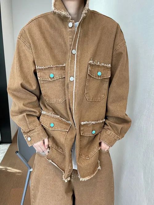 VIBE Oversized Turquoise Embellishments Denim Jacket Size US M / EU 48-50 / 2 - 1 Thumbnail