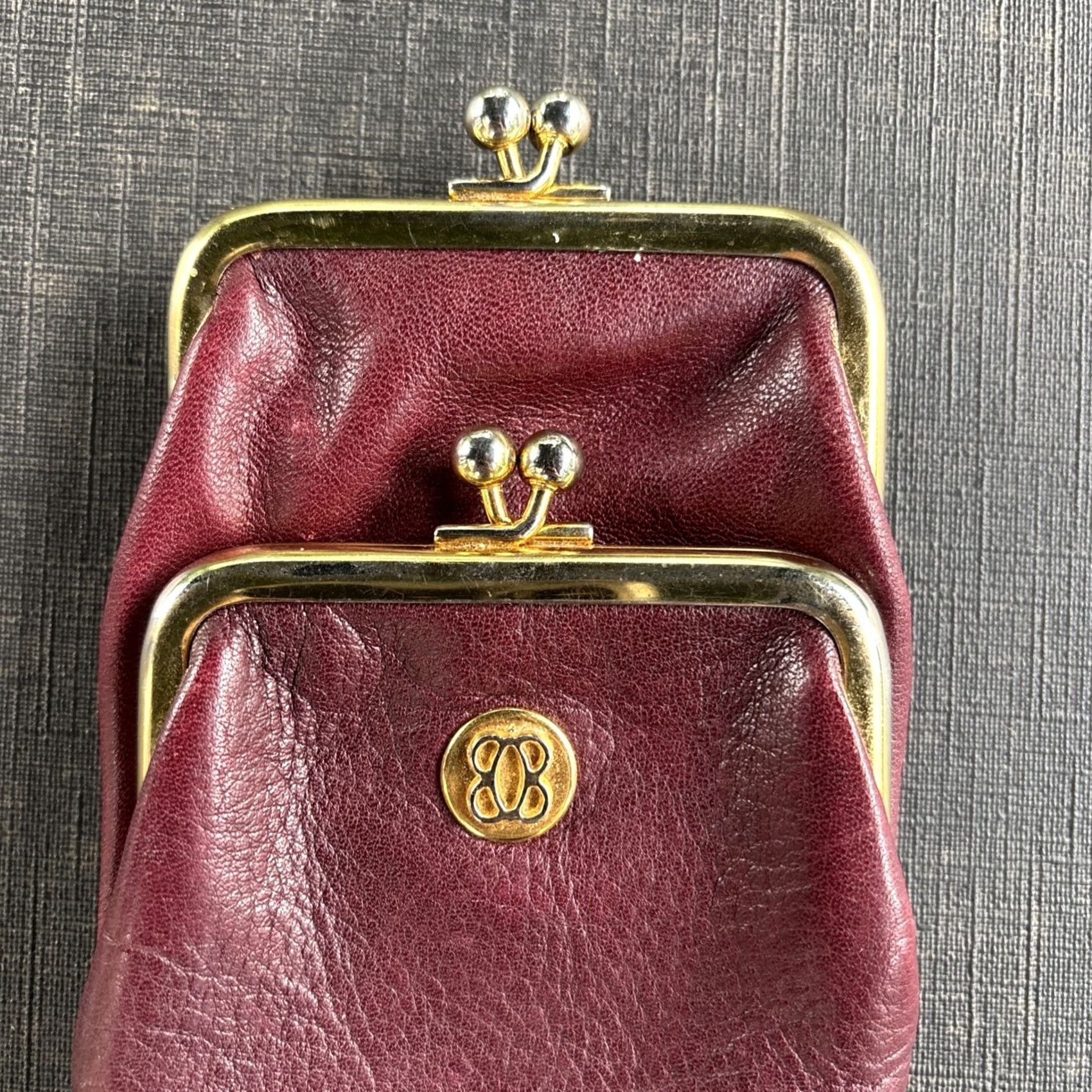 Bosca Bosca Double Kiss Lock Coin Pouch Purse Full Grain Leather USA MADE Burgundy Wallet Women Bag United States Coin Purse Size ONE SIZE - 7 Thumbnail