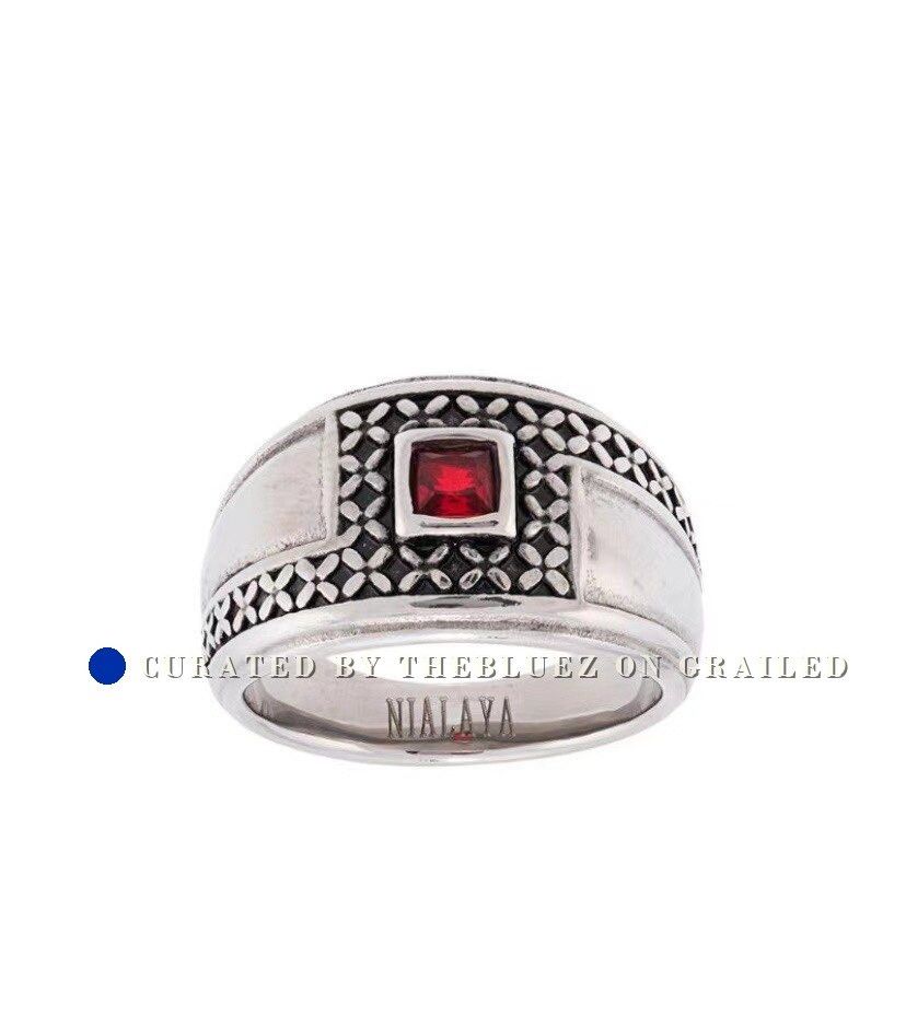 Nialaya Ruby Silver Unisex Ring, Men's — image 2 of 6