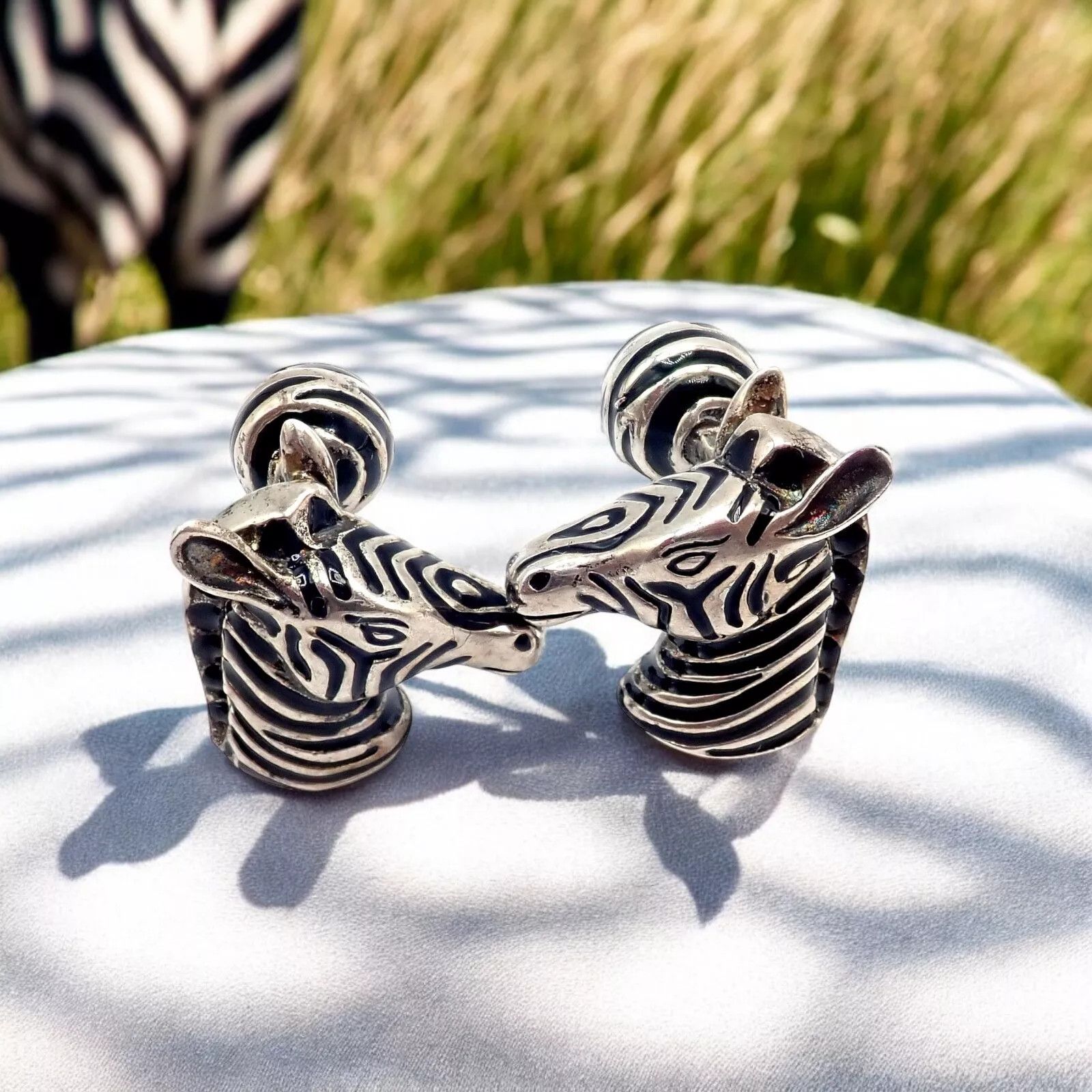 Tiffany & Co. Silver Black Enamel Zebra Cufflinks Size ONE SIZE - 2 Thumbnail