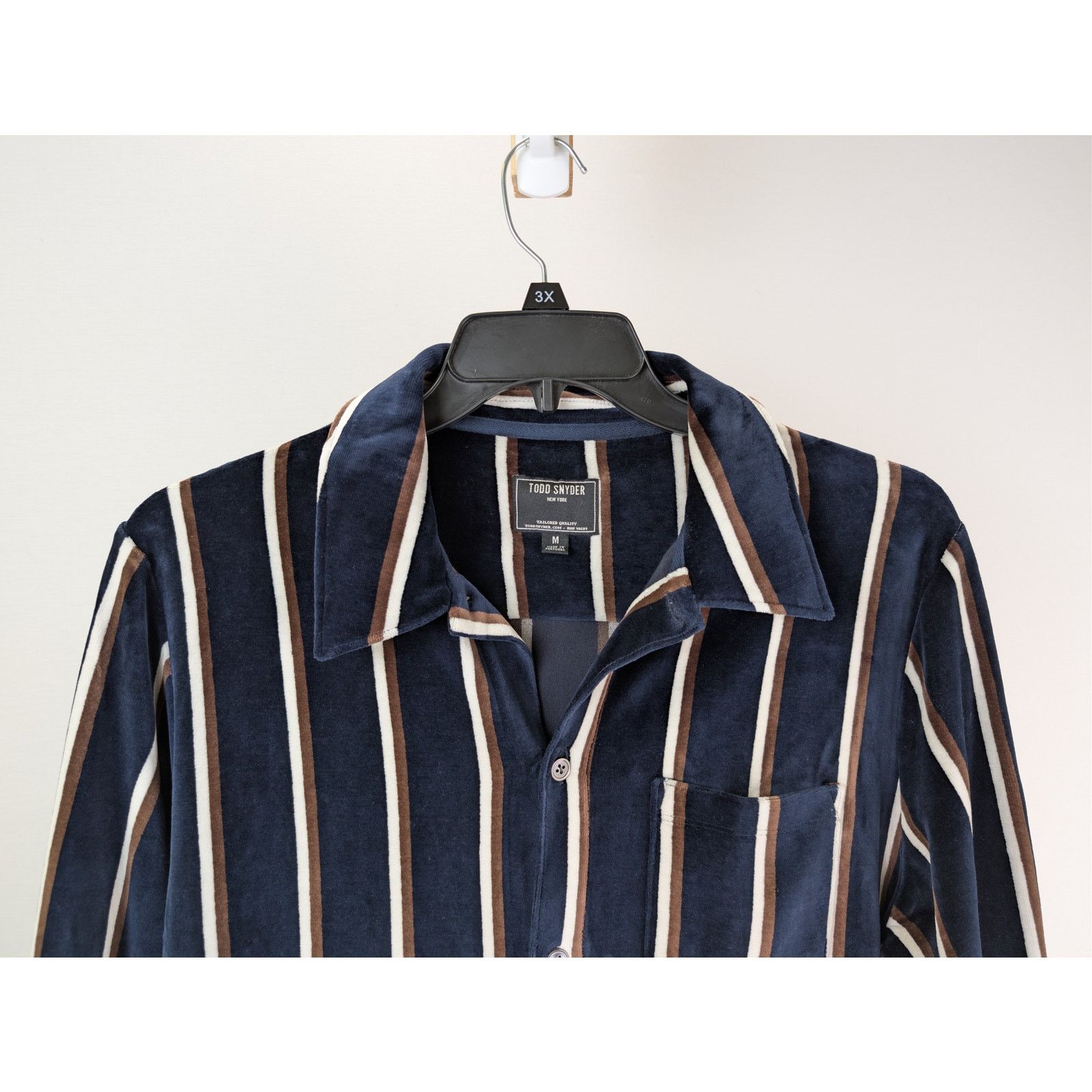 Todd Snyder o1rshd1 CC20 Velvet Striped Button-Up Polo Button Shirt Size US M / EU 48-50 / 2 - 3 Thumbnail
