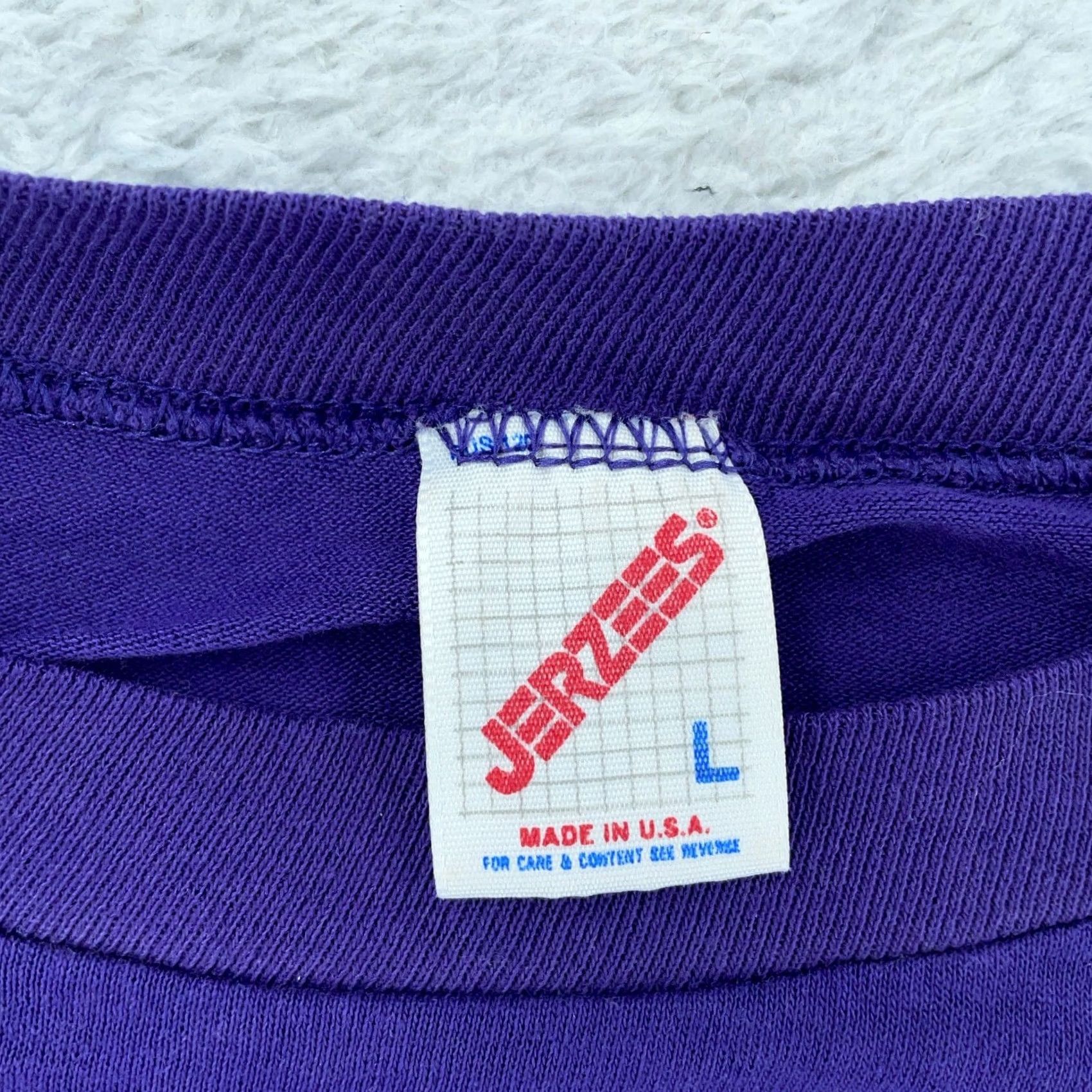 Jerzees VINTAGE Jerzees T-Shirt Mens Regular Short Sleeve Purple Solid USA M Cotton Polyester Crew Neck Size US M / EU 48-50 / 2 - 6 Thumbnail