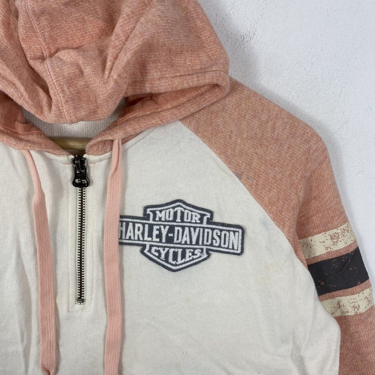 Harley Davidson Harley Davidson 1/4 Zip Hoodie Large Peach Cream Moto Vtg Size L / US 10 / IT 46 - 4 Thumbnail